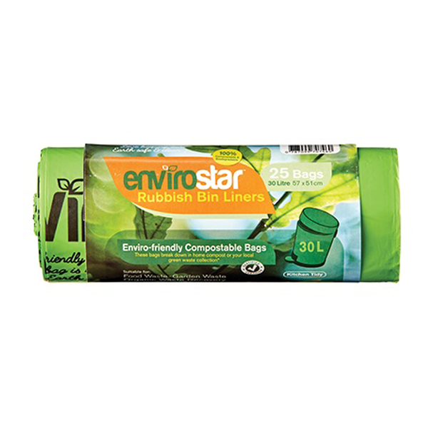 Eco-Friendly 30L Compostable Trash Bags - 18 Micron Thick Biodegradable Kitchen & Yard Waste Liners for Sustainable Home & Garden Use