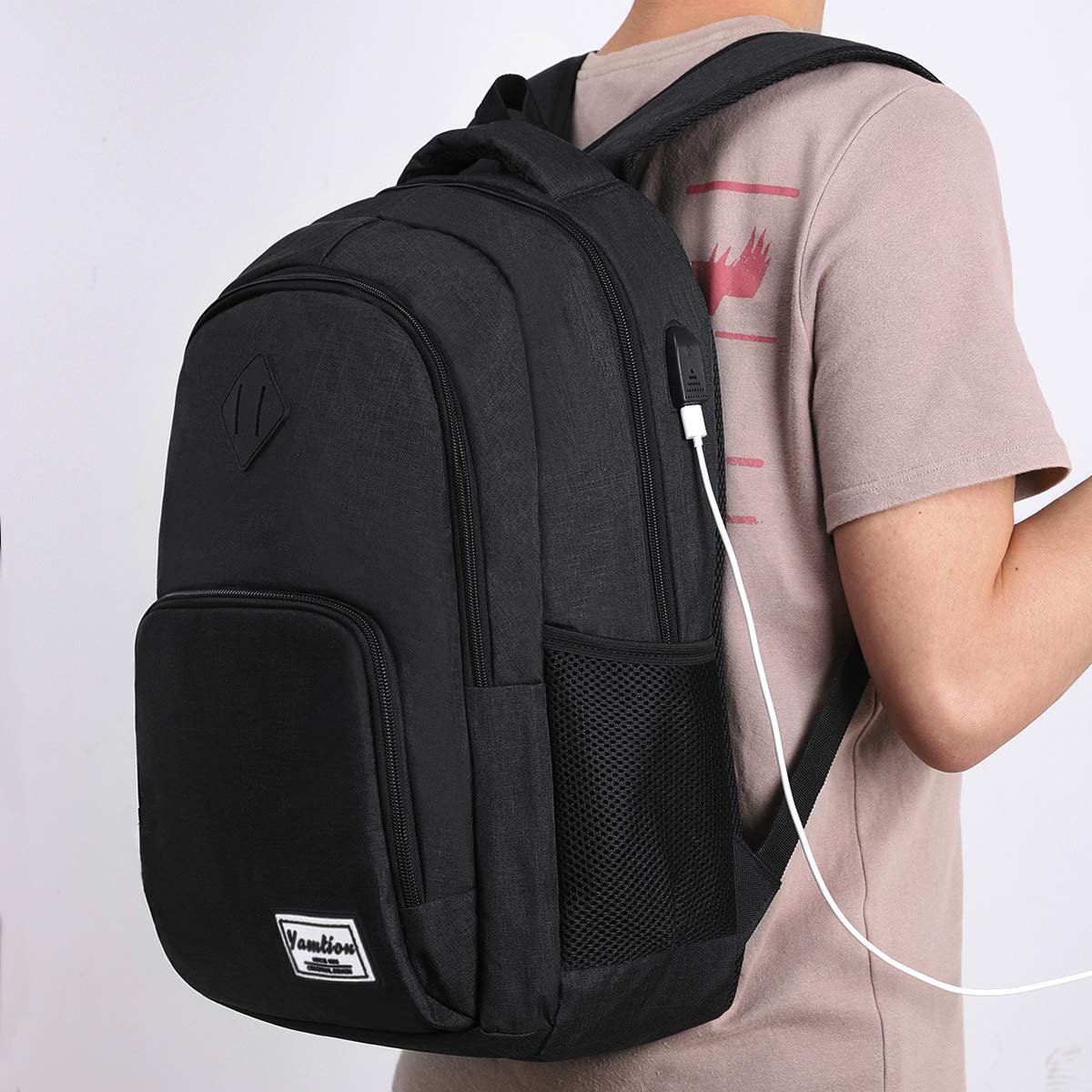 **Durable 15.6 Inch Laptop Backpack for Men & Women - USB Charging Port, School Bookbag for College Students & Professionals - Perfect for Work, Travel & Daily Commute**