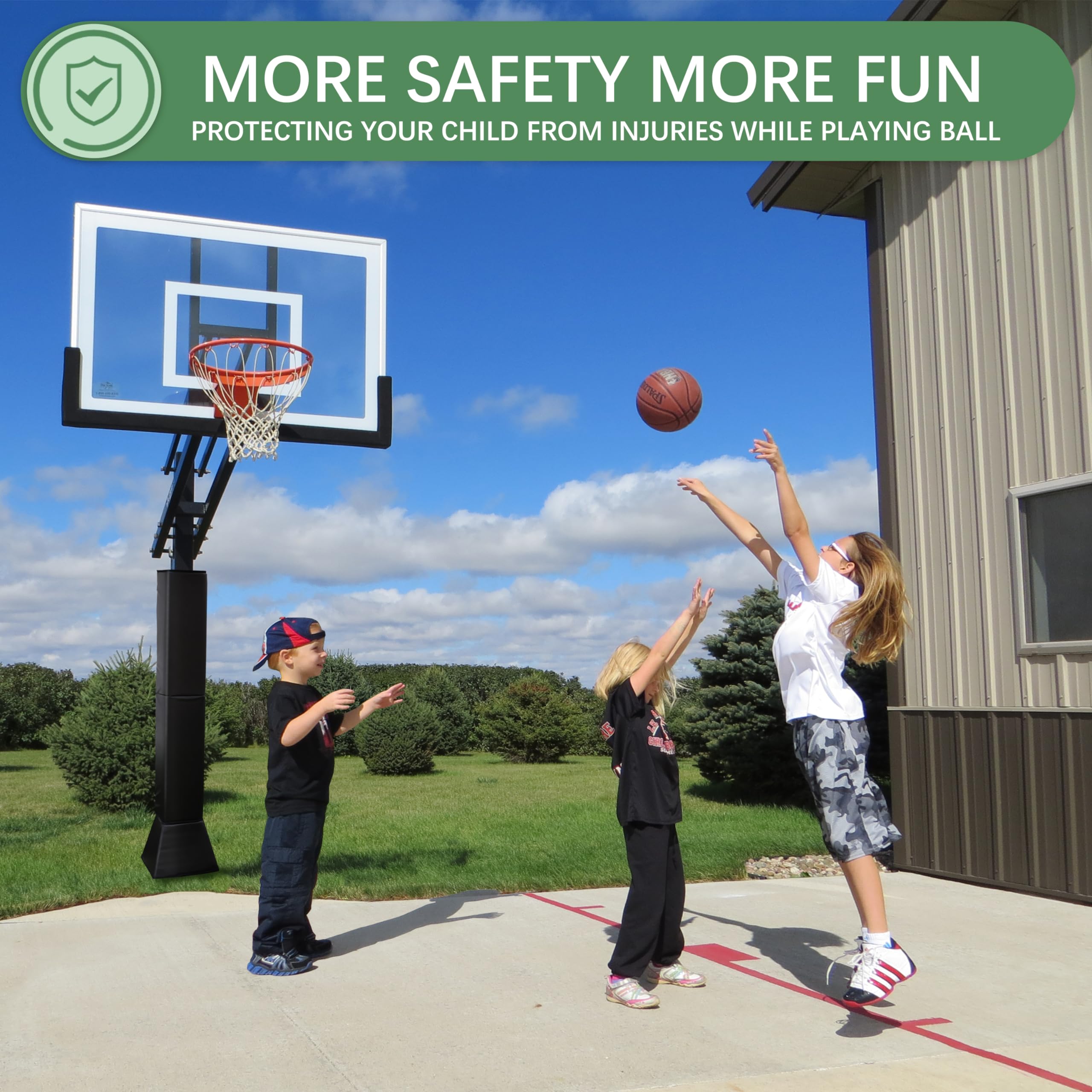 Katop Square Basketball Pole Padding - Durable 4x4, 5x5, 6x6, 6x8, 8x8 Inch UV-Resistant Waterproof Basketball Goal Post Protector for Outdoor Court Safety | Perfect for Home, School & Park Basketball Hoop Protection