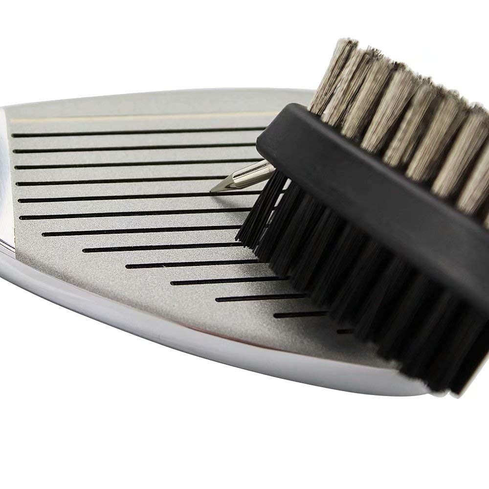 **2-in-1 Golf Club Cleaner Brush – Dual-Sided Nylon & Steel Bristles with Aluminum Carabiner for Golf Shoes – Perfect for On-Course Cleaning & Gear Maintenance**