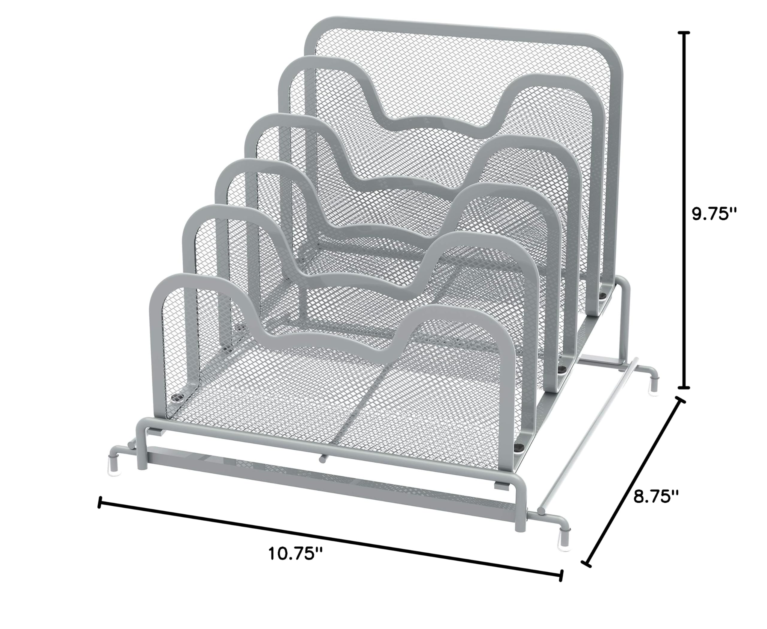 5-Tier Silver Step File Sorter Organizer for Office Desk - Simple Houseware Desktop Document Organizer for Bills, Papers, Folders & Mail - Perfect for Home Office, School, and Workspace Organization