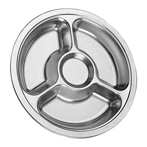 Stainless Steel Divided Food Tray - 3 Compartment Dinner Plate for Camping, Picnic, School & Office | Durable Snack Serving Dish for Outdoor Activities, Cafeteria & Home Use
