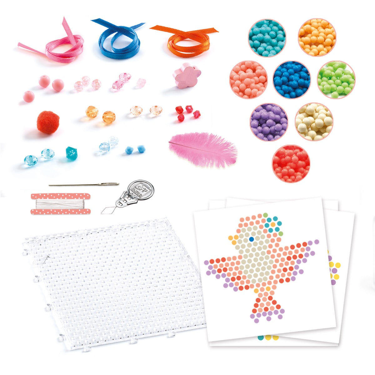 DJECO Artistic Aqua Country Charm Beads - DIY Craft Kit for Kids - Perfect for Jewelry Making, Arts & Crafts Projects, and Creative Play