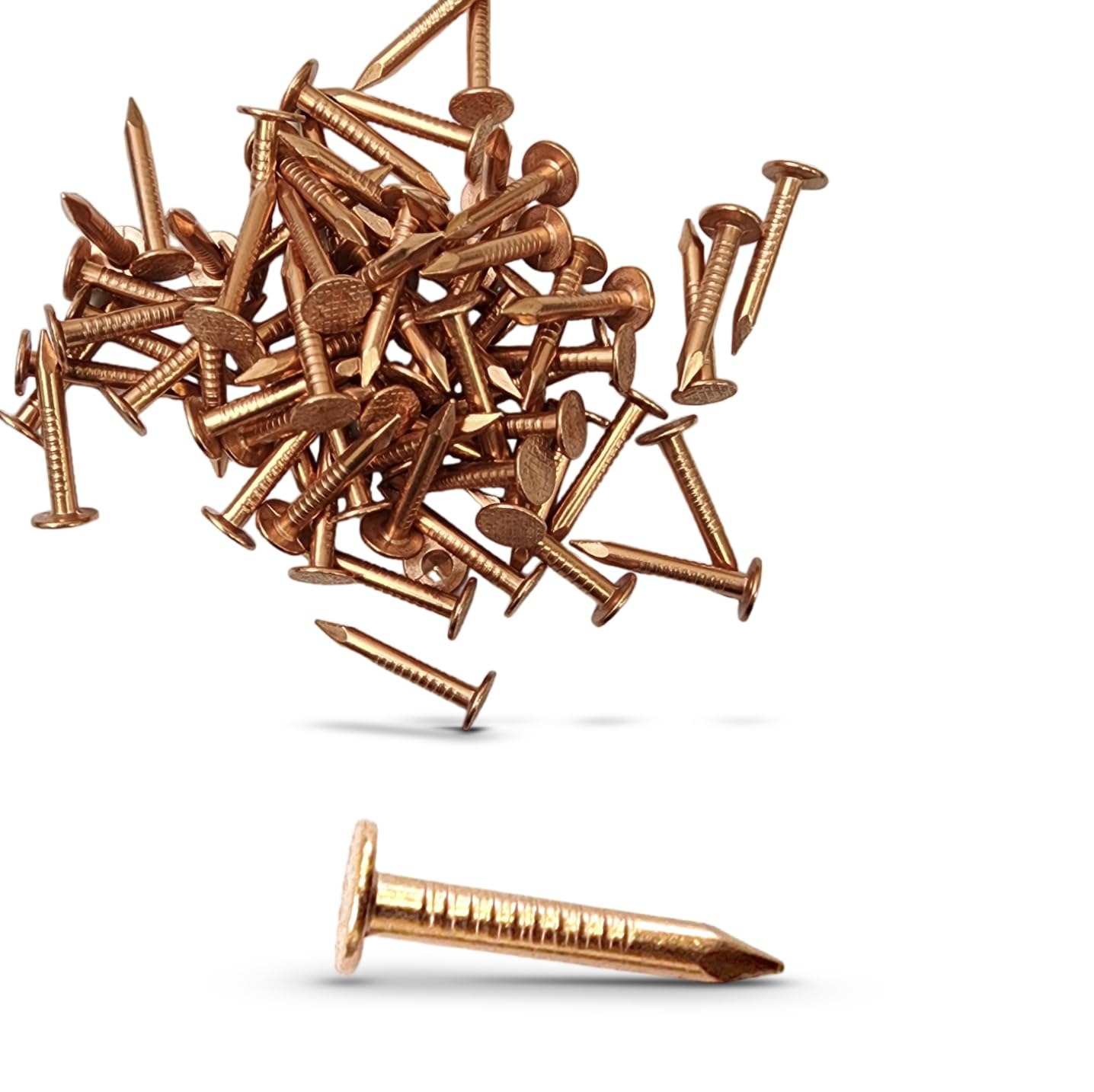 (50-Pack) 1 Inch Solid Pure Copper Roofing Nails - USA Made High Quality Slate Spikes for Flashing, Furniture & Boat Building - Durable Weatherproof Fasteners for Outdoor & Marine Applications