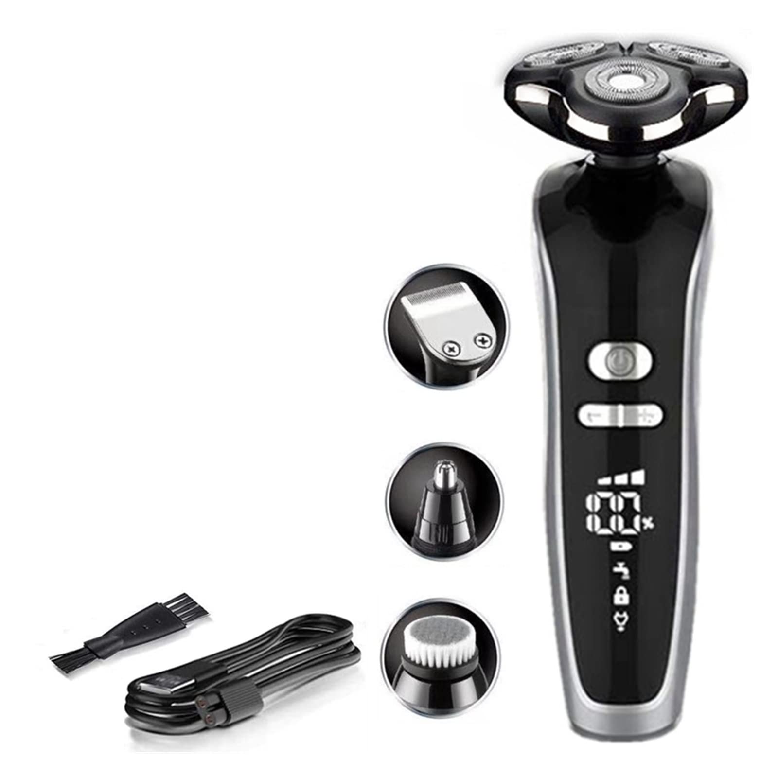 3-Speed Electric Head Shaver for Bald Men - Rechargeable Wet/Dry Beard Trimmer & Body Grooming Kit with Facial Razor (Set) - Perfect for Travel, Gym & Daily Shaving Routine