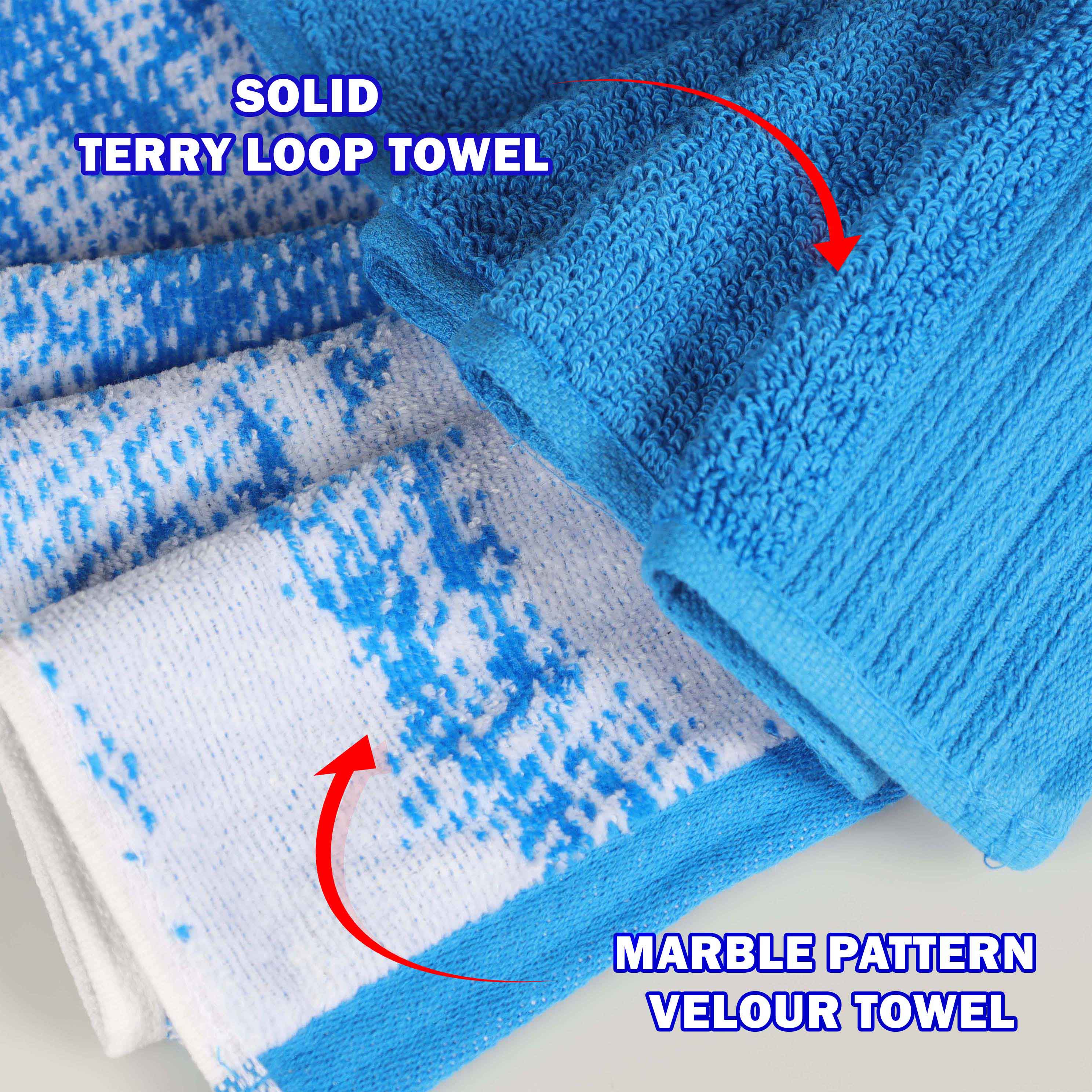 Premium 4-Piece Cotton Bath Towel Set - Soft & Absorbent Solid & Marble Design - Perfect for Spa, Bathroom & Luxury Home Decor