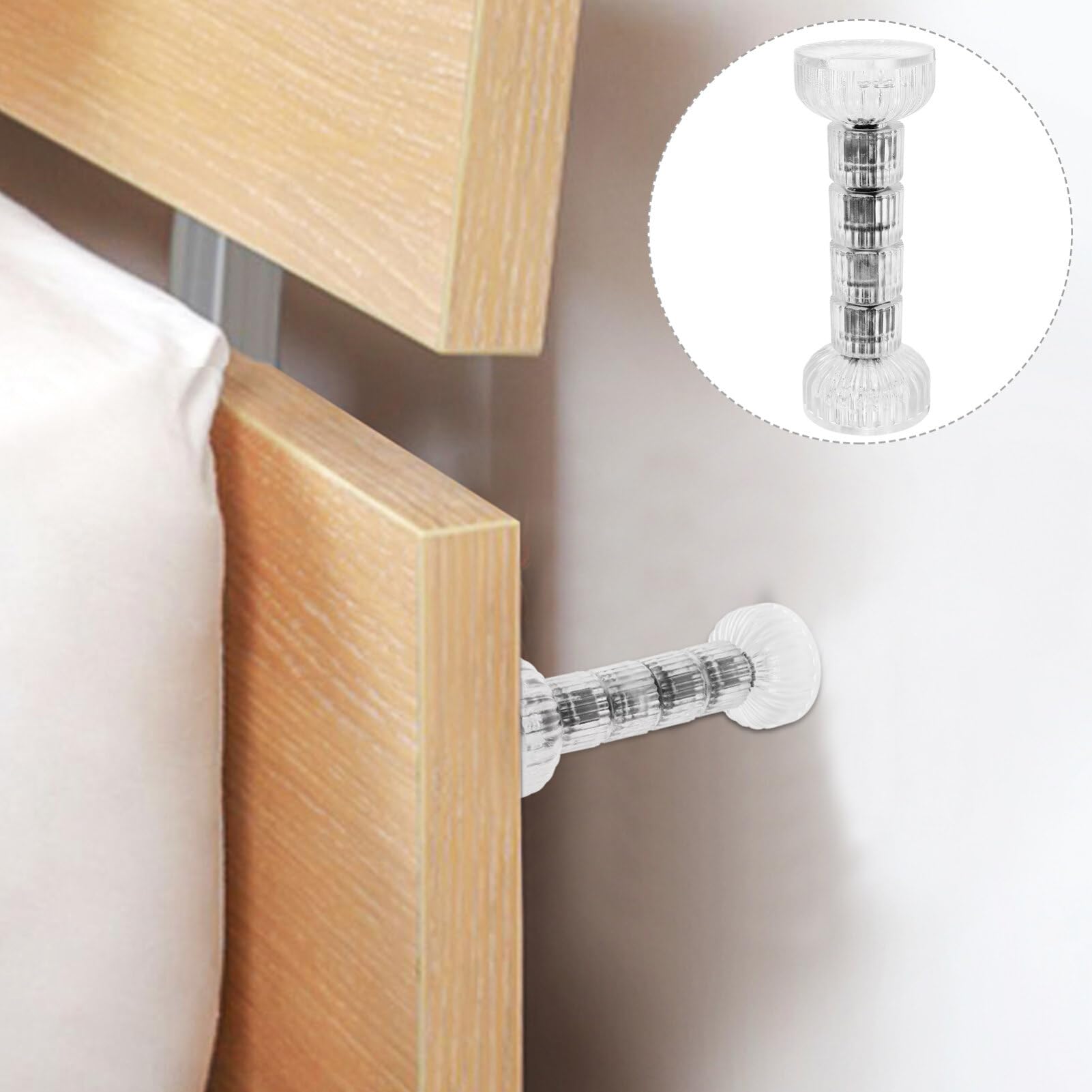 Homoyoyo 2-Pack Acrylic Bed Frame Stoppers - Anti-Shake Support Brackets for Threaded Bed Frames, Prevents Abnormal Noise & Movement - Perfect for Bedroom, Guest Room, Dorm, and RV Use