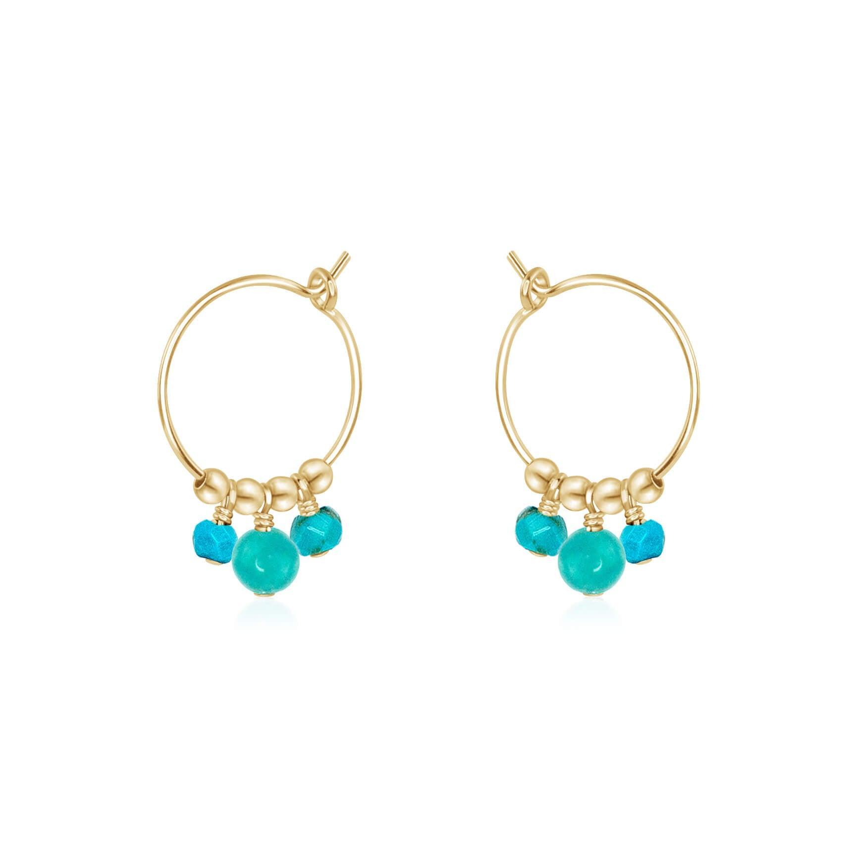 Turquoise Gemstone Bead Drop Hoop Earrings for Women | Handmade Boho Chic Jewelry | Perfect for Casual Wear, Parties & Gift Giving