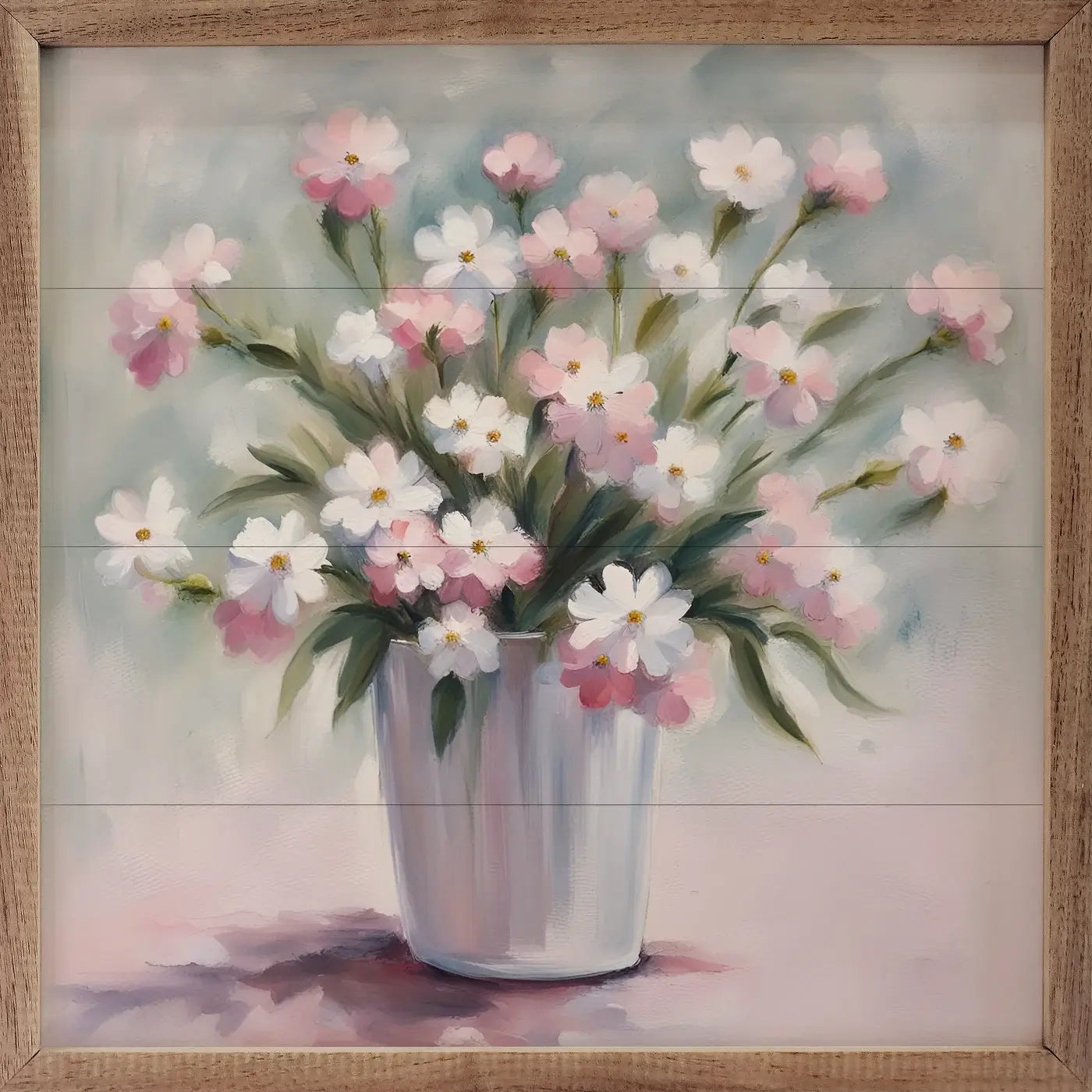 Elegant Pink and White Floral Wood Framed Wall Art Print - Perfect for Home Decor, Living Room, Bedroom & Office Wall Decorations