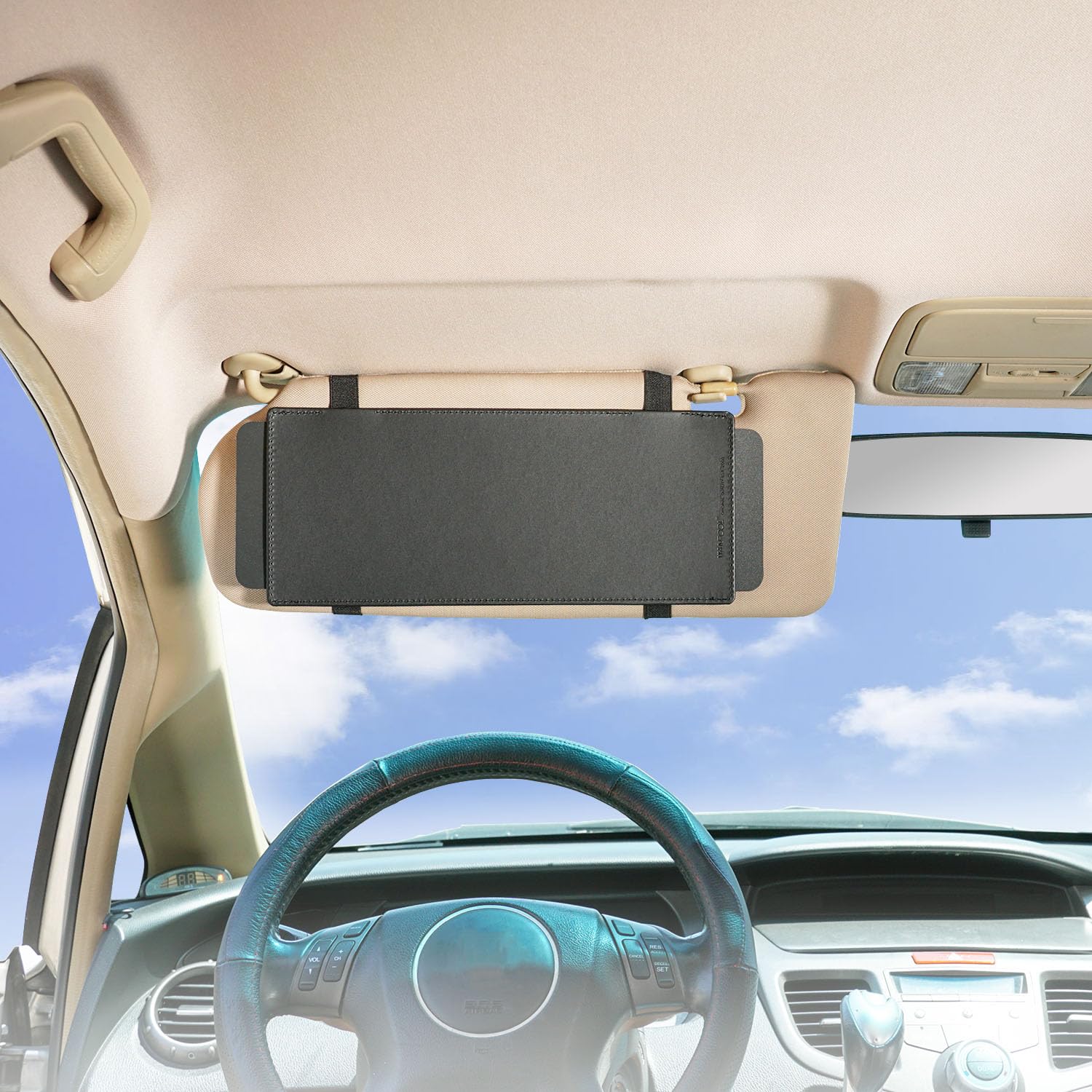 Car Visor Sunshade for Driver & Passenger - Anti-Glare UV Protection Sun Shade Extender (Black) - Perfect for Road Trips & Summer Driving
