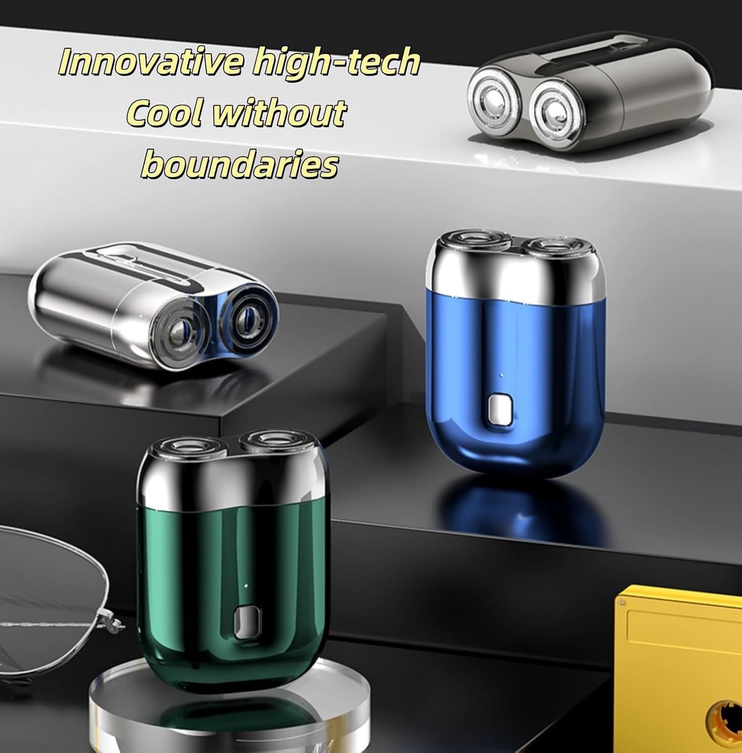 Rechargeable Dual-Head Pocket Electric Shaver for Men - Mini Portable USB Travel Razor with Washable Design - Perfect for Home, Car & On-The-Go Grooming (Silver)