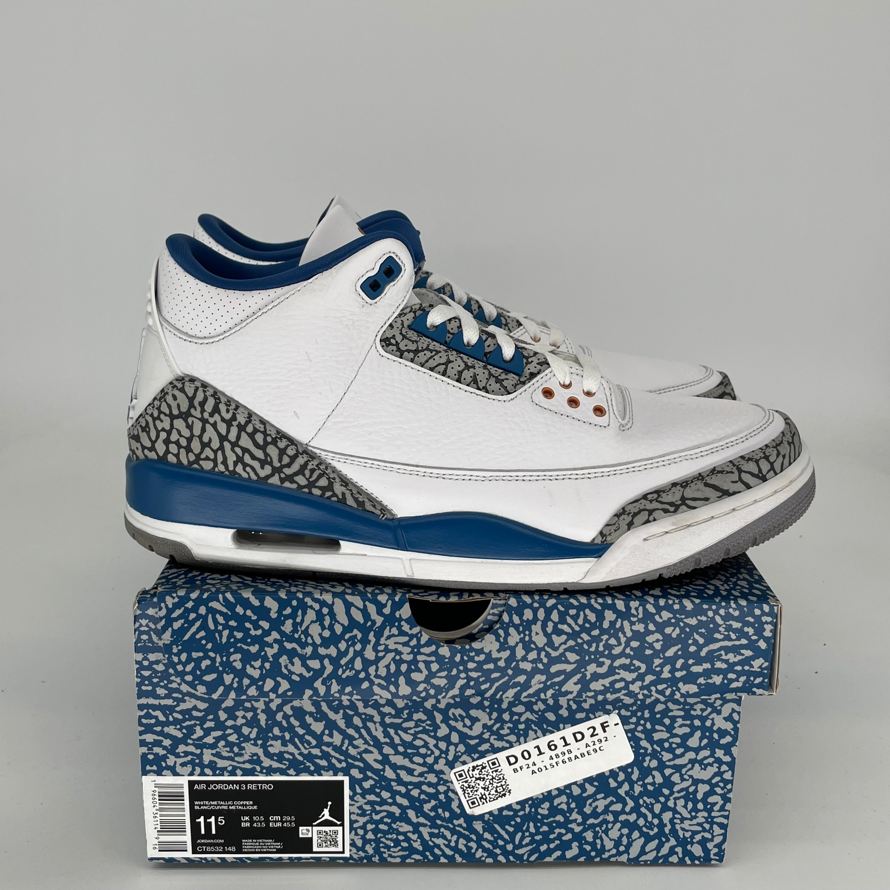 AIR JORDAN 3 Retro WIZARDS Basketball Shoes Men's Size 11.5 - Authentic CT8532-148 for Sneaker Collectors & Streetwear Fashion