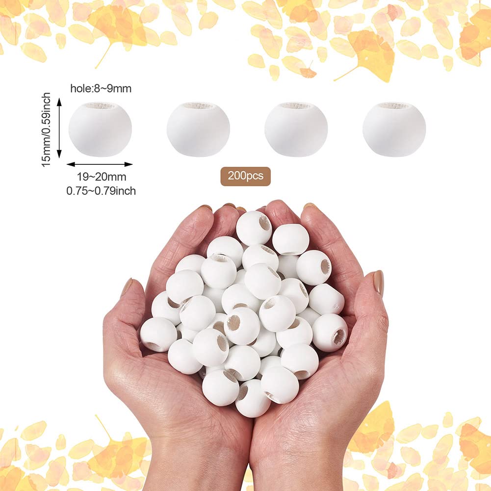 200Pcs Natural Wooden Beads 20x15mm with 10mm Large Hole - DIY Jewelry Making, Home Decor, Crafts - Perfect for Necklaces, Bracelets, and Creative Projects