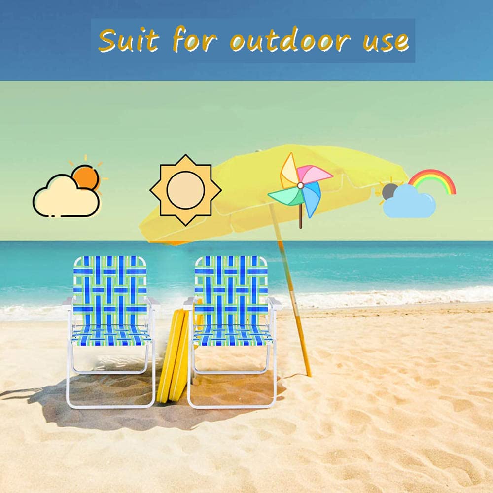 2 Pack Portable Folding Lawn Chairs for Beach Camping - Lightweight Outdoor Patio Chairs with Webbing Design, Perfect for BBQ, Travel, Picnic & Festival Use