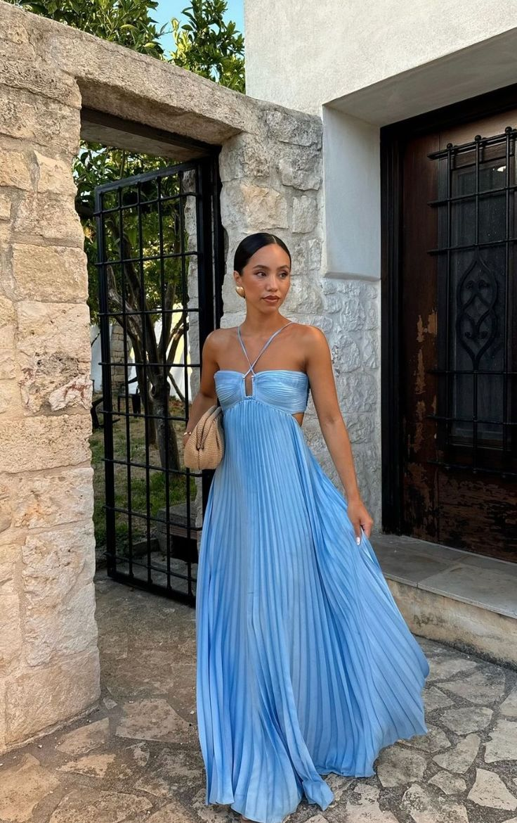 Elegant A-Line Halter Neck Long Prom Dress in Blue - Formal Evening Gown J5713 for Homecoming, Wedding Guest & Special Occasions