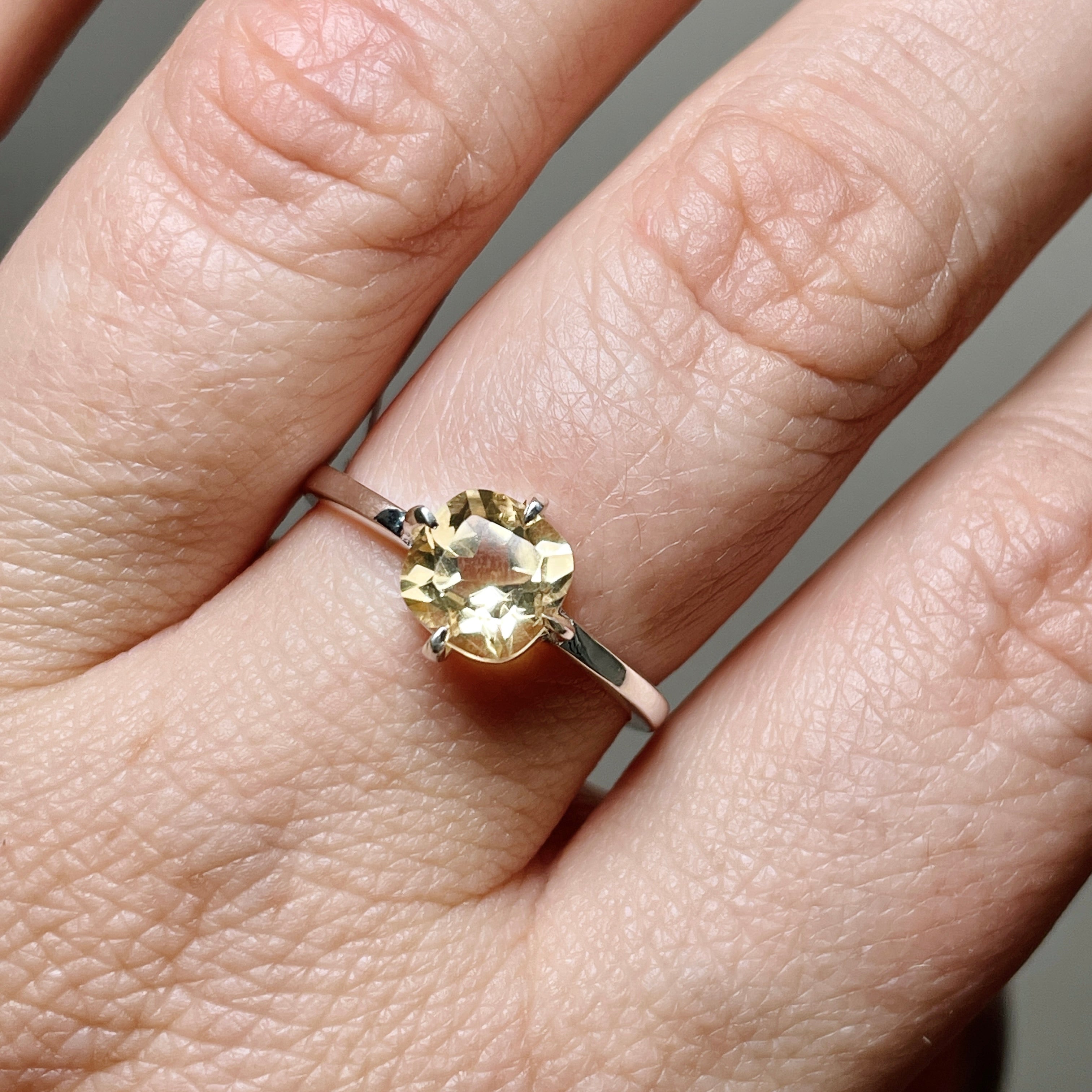 Natural Citrine Faceted Square Solitaire Ring 14K Gold Plated - Elegant Jewelry Gift for Women, Perfect for Engagement, Anniversary & Special Occasions