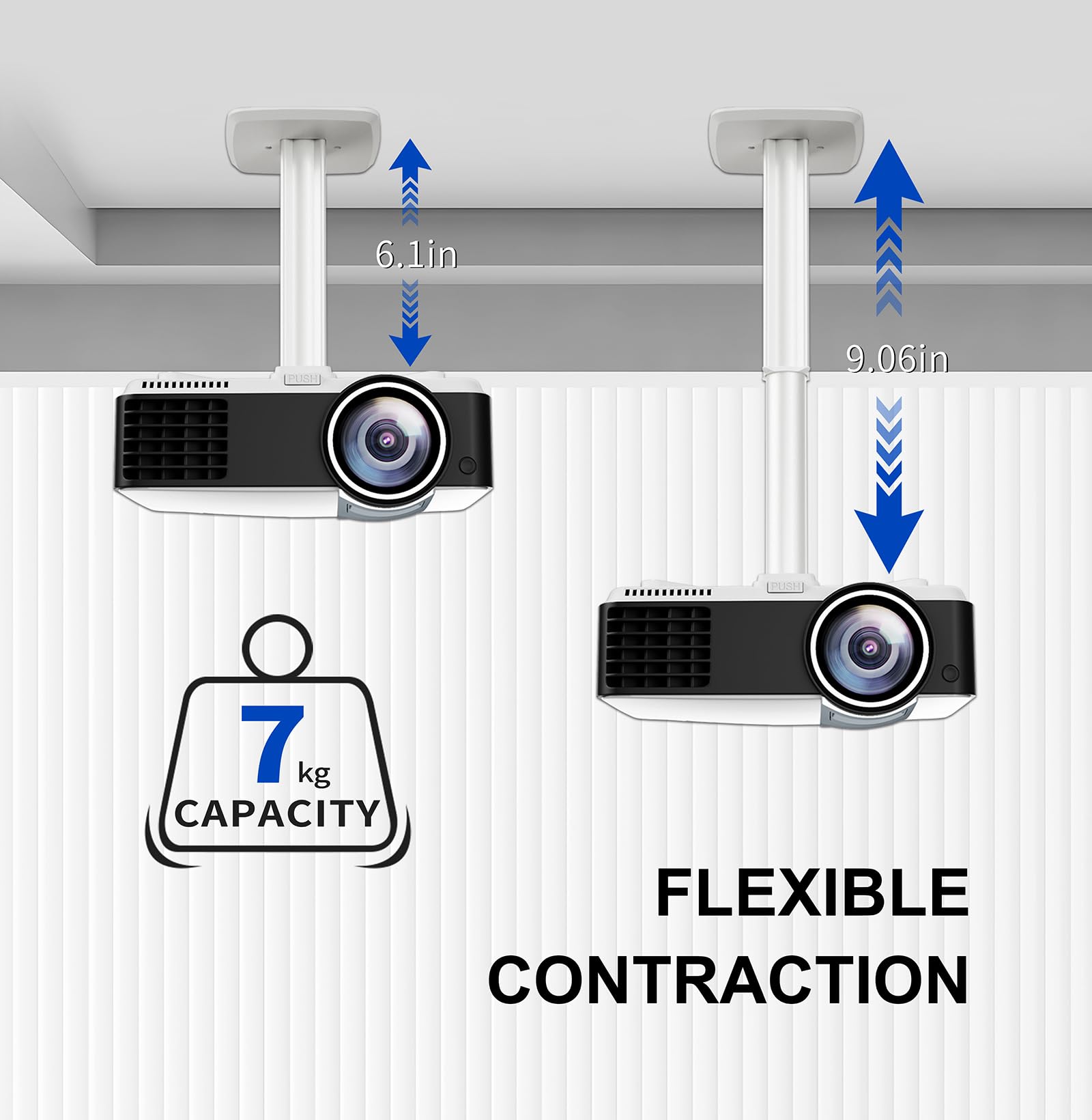 Universal Projector Ceiling Mount Bracket - Adjustable Height Extendable Arms for Home Theater & Office - Compatible with Most Projectors - Perfect for Movie Nights & Business Presentations