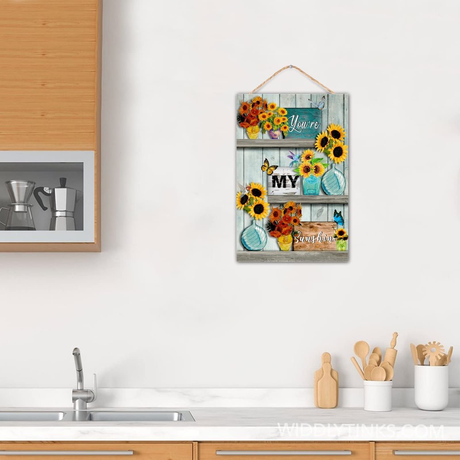 You Are My Sunshine Sunflower Rustic Wood Wall Sign - 8x12 Inch Farmhouse Decor for Nursery, Bedroom, Living Room - Perfect for Home, Wedding & Gift Giving