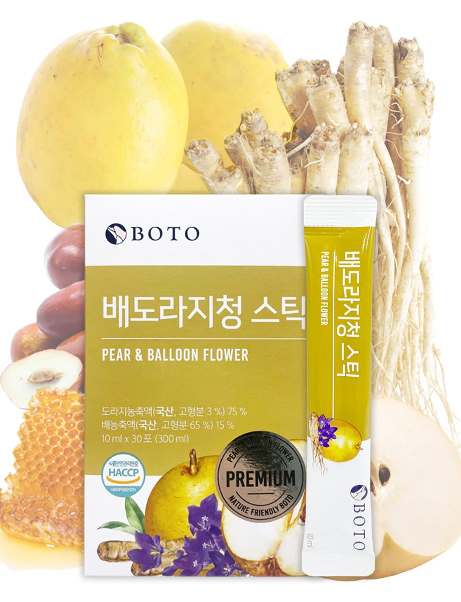 BOTO Korean Pear & Bellflower Extract 30 Sticks - 75% Concentrate for Cough Relief