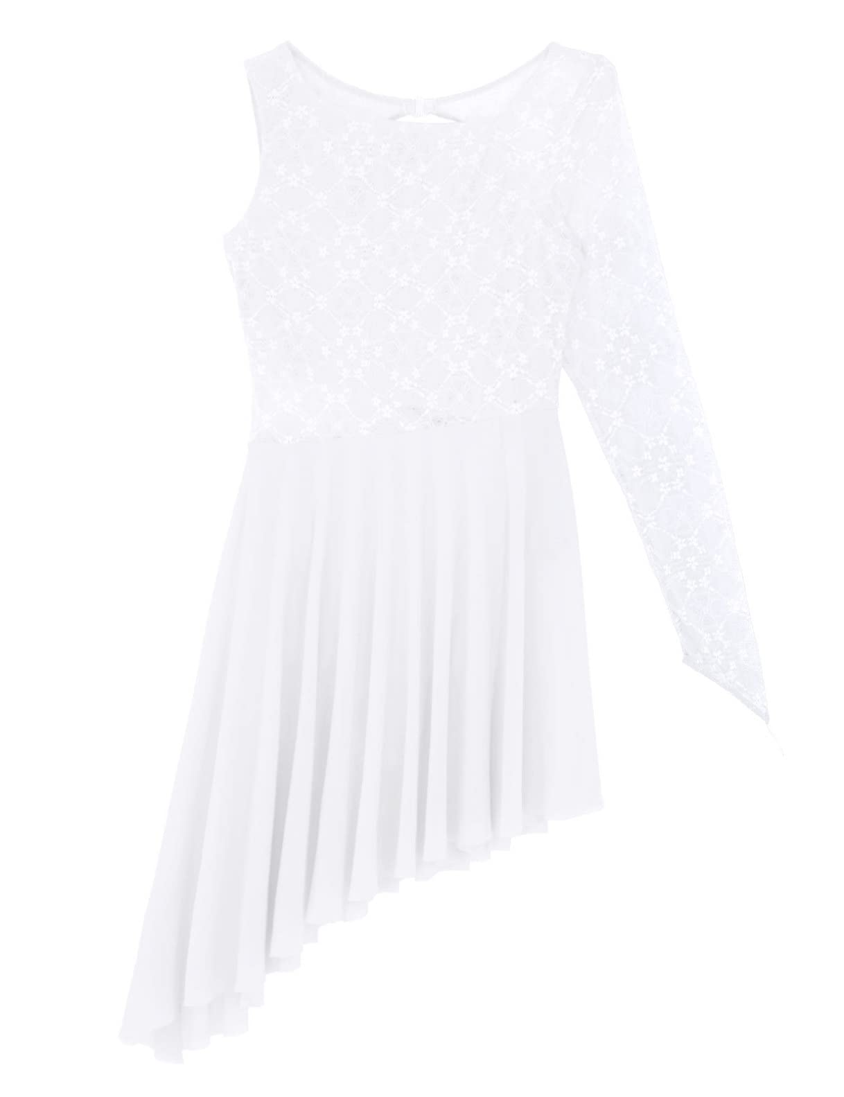Elegant Lyrical Ballet Leotard for Women & Girls - Single Long Sleeve Asymmetric Dance Costume | Perfect for Recitals, Performances & Dance Practice