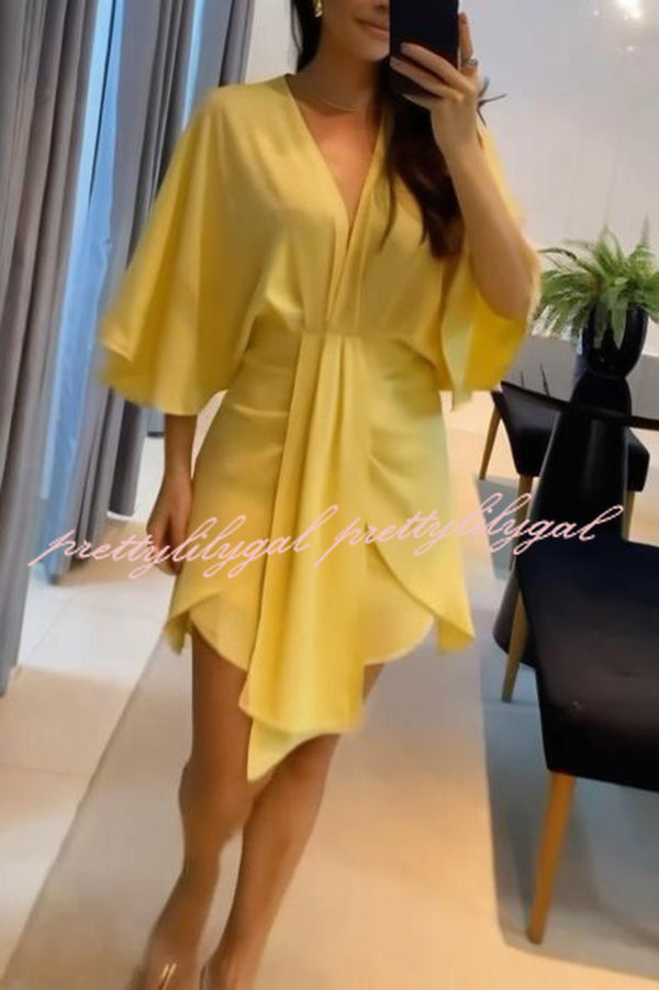 Stylish Solid Color V-Neck Half Sleeve Casual Mini Dress for Women | Summer Fashion, Beach Wear & Party Outfit