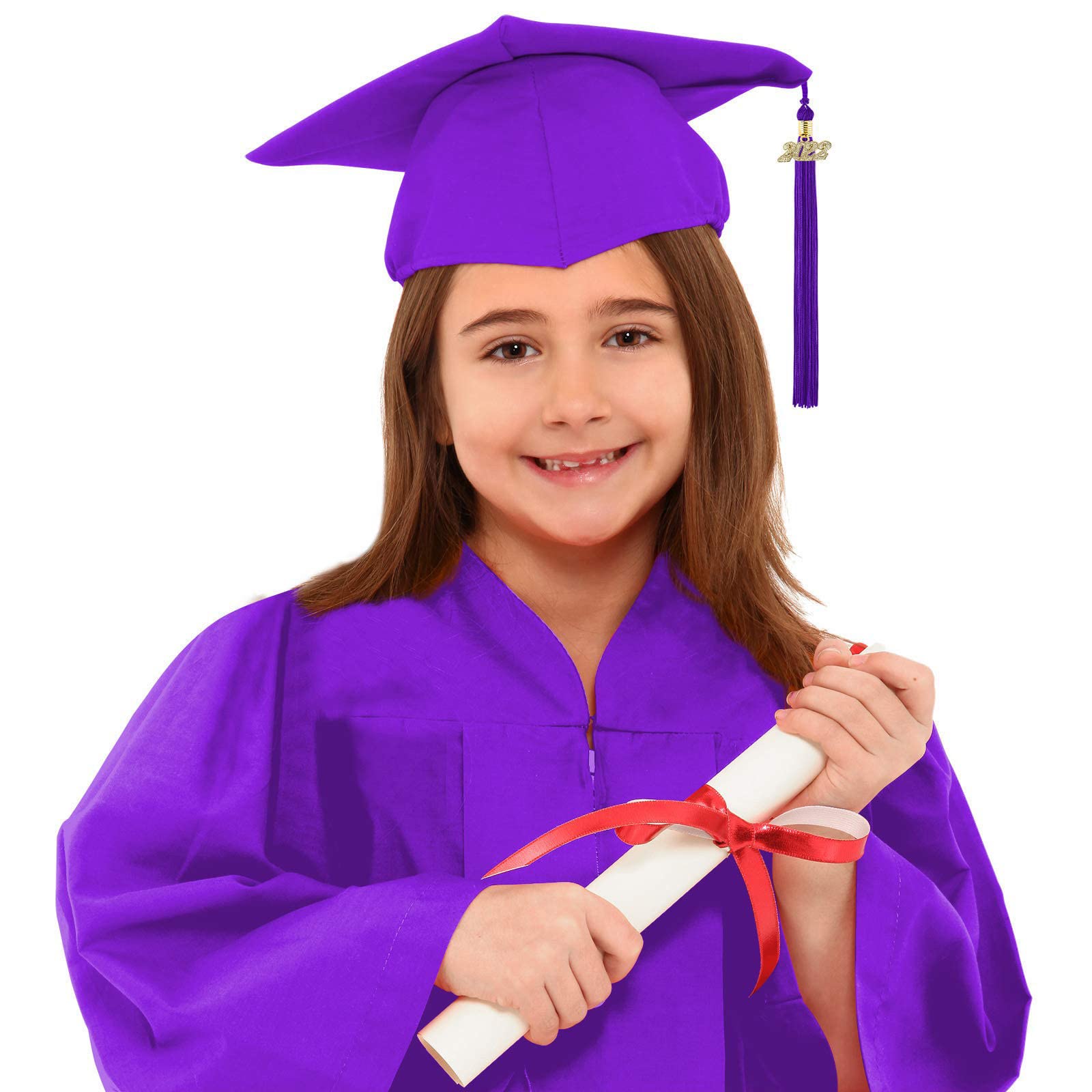 2023 Kids Graduation Gown Cap Set with Tassel & Sash for Boys & Girls - Preschool & Kindergarten Graduation Outfit (Ages 2-12, Purple 3-4 Years) - Perfect for Ceremonies, Photo Shoots & School Events