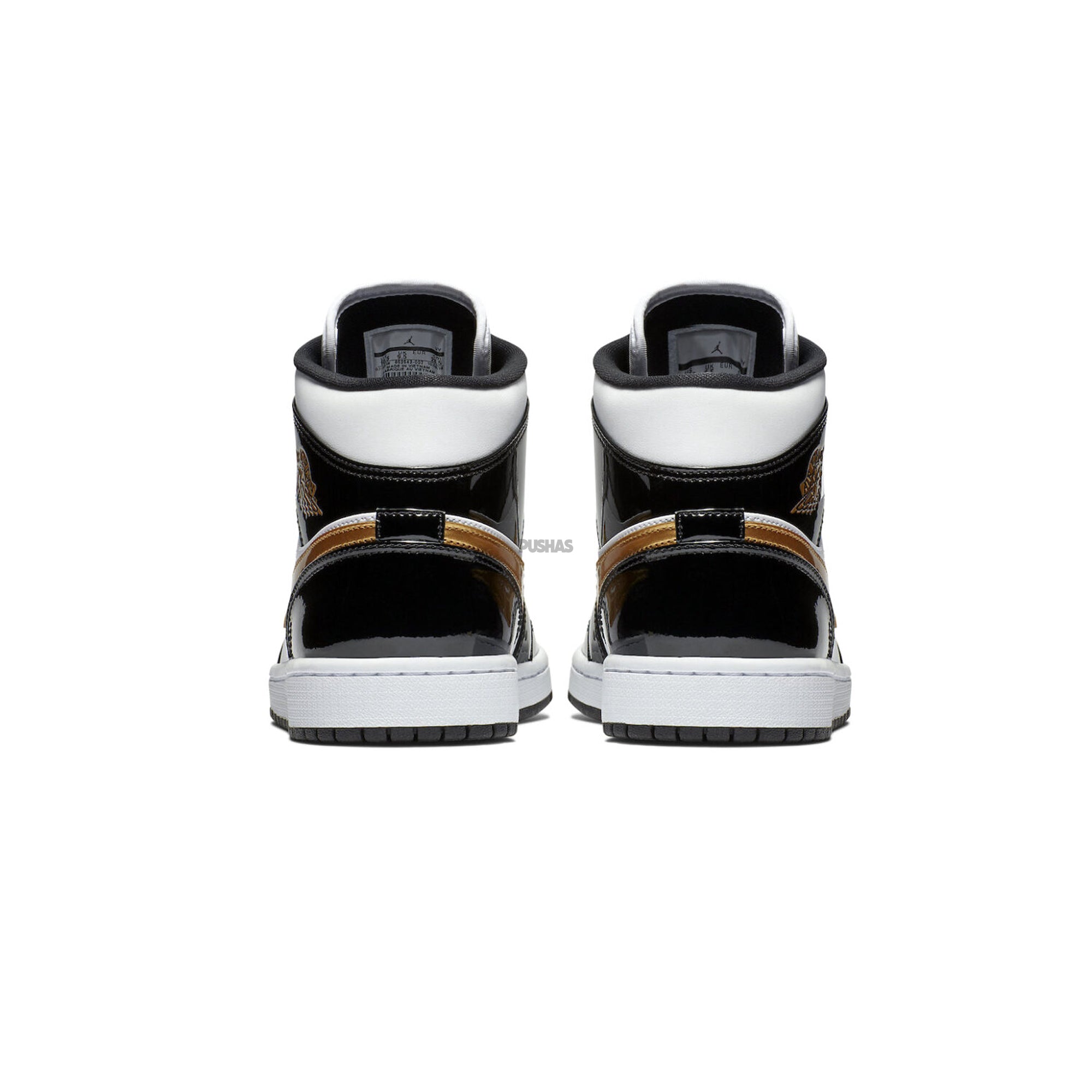Air Jordan 1 Mid 'Patent Black White Gold' Sneakers (2019) - Men's Basketball Shoes for Streetwear & Casual Fashion