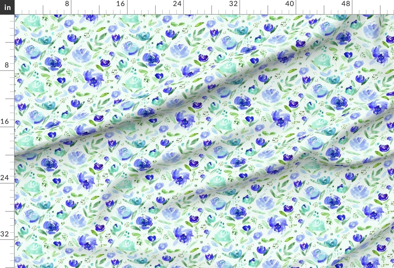 Sweet Garden Blue Watercolor Floral Printed Minky Fabric by The Yard - Soft Plush Fabric for Baby Blankets, Quilt Backing, DIY Sewing Projects & Plush Toys - Nature Inspired Floral Meadow Design