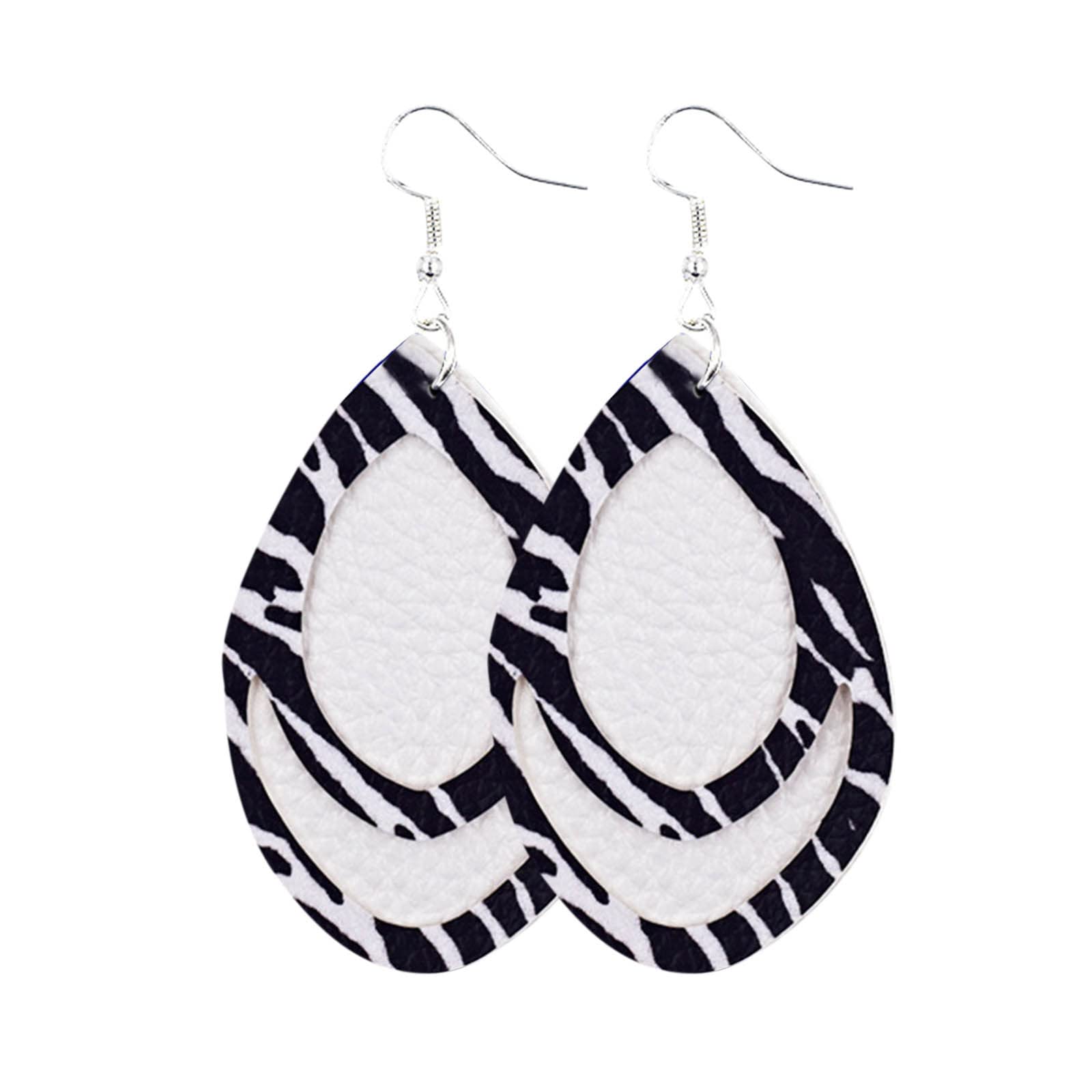 Printed Leather Drop Earrings for Girls - Faux Leopard Multilayer Water Loop Dangle Earrings | Perfect for School, Parties & Everyday Wear