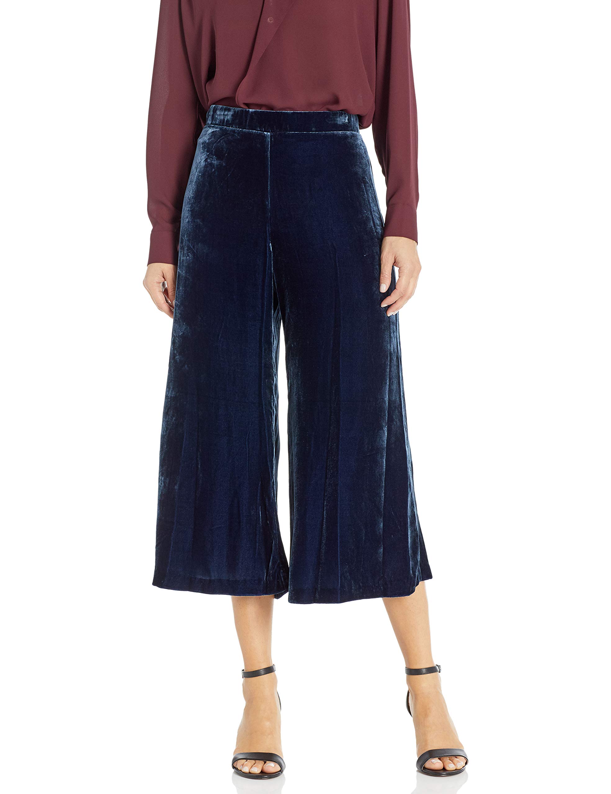 Love & Liberty Women's Velvet Cropped Pants - Soft Stretch High Waist Slim Fit Casual Trousers for Fall Winter Fashion, Date Night & Office Wear