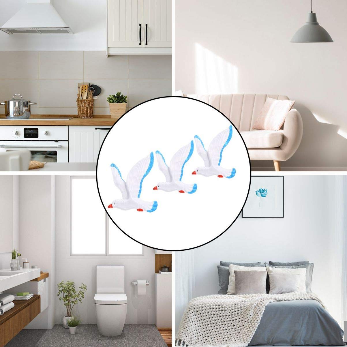 3pcs Seabird Wall Art Hanging Decor - Seagull Sculpture Ornament for Coastal & Nautical Home Decor | Perfect for Beach House, Living Room, Bedroom & Office Wall Decoration