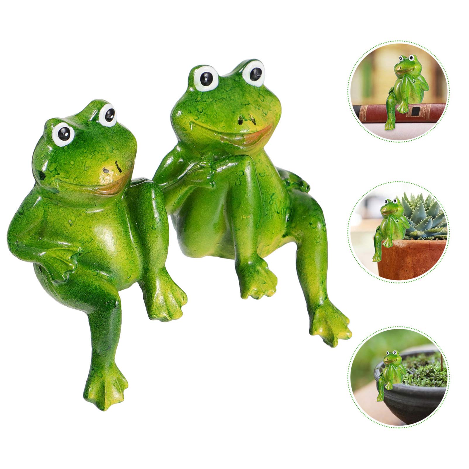 DOITOOL 1 Pair Resin Frog Ornaments - Unique Frog Figurines for Desktop, Bonsai Craft, Home Decor - Lovely Mini Frog Decor for Office, Living Room, Garden & Gift Ideas