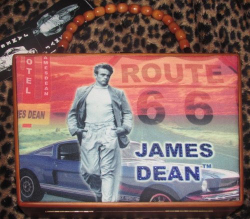 Vintage James Dean Route 66 Wooden Cigar Box Purse - Retro Style Handbag for Women, Unique Collector's Item (Great for Concerts, Themed Parties & Fashion Accessories)