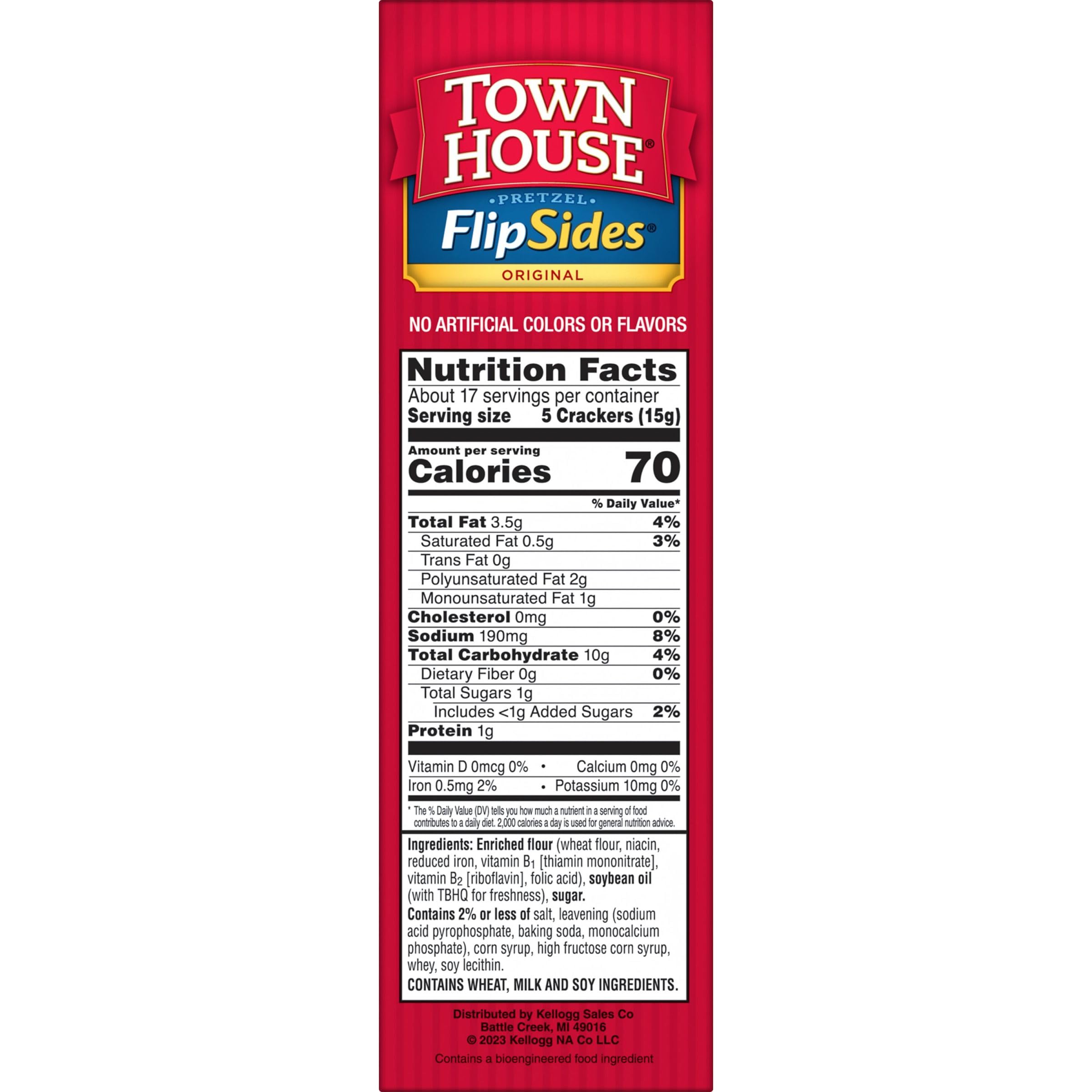 Town House FlipSides Oven Baked Crackers - Original Flavor 9.2oz Box | Crunchy Snack Crackers for Lunch, Parties & On-the-Go | Perfect with Dips, Cheese & Charcuterie Boards