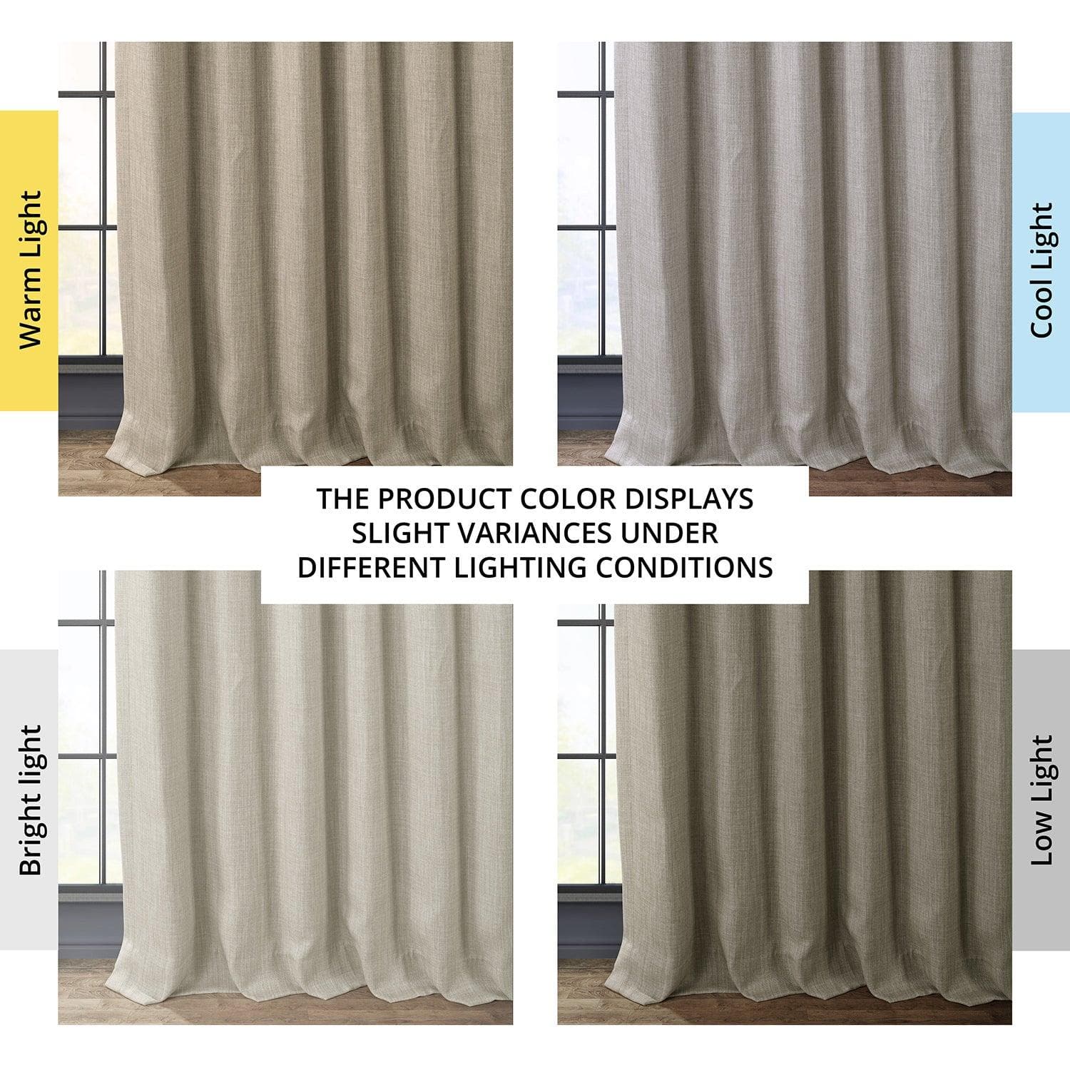 Oatmeal Textured Faux Linen Blackout Curtains for Bedroom - Thermal Insulated Window Drapes for Living Room & Nursery