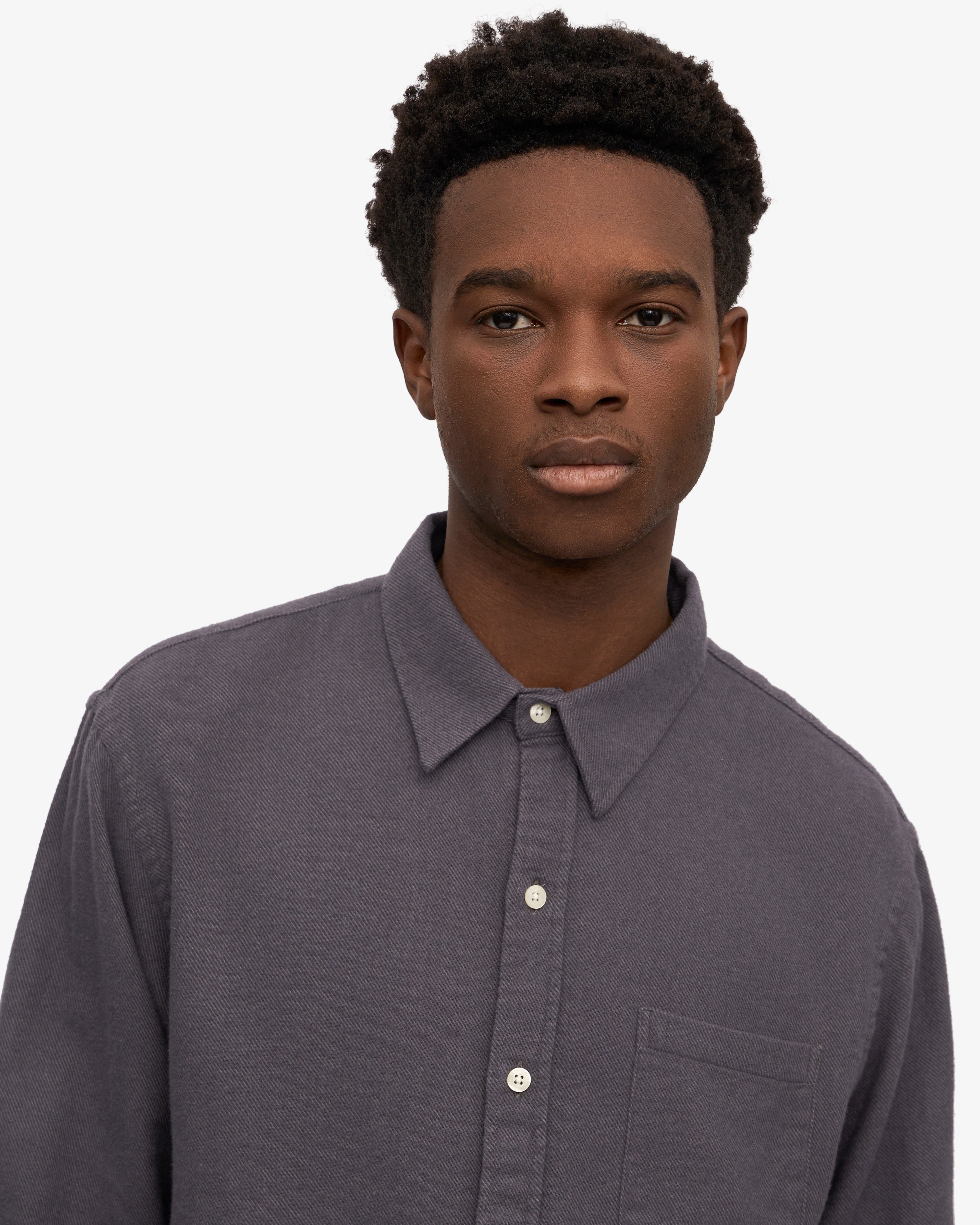 Organic Flannel Shirt for Men - Soft Lava Grey Plaid Button Down Shirt - Casual Winter Wear & Outdoor Activities