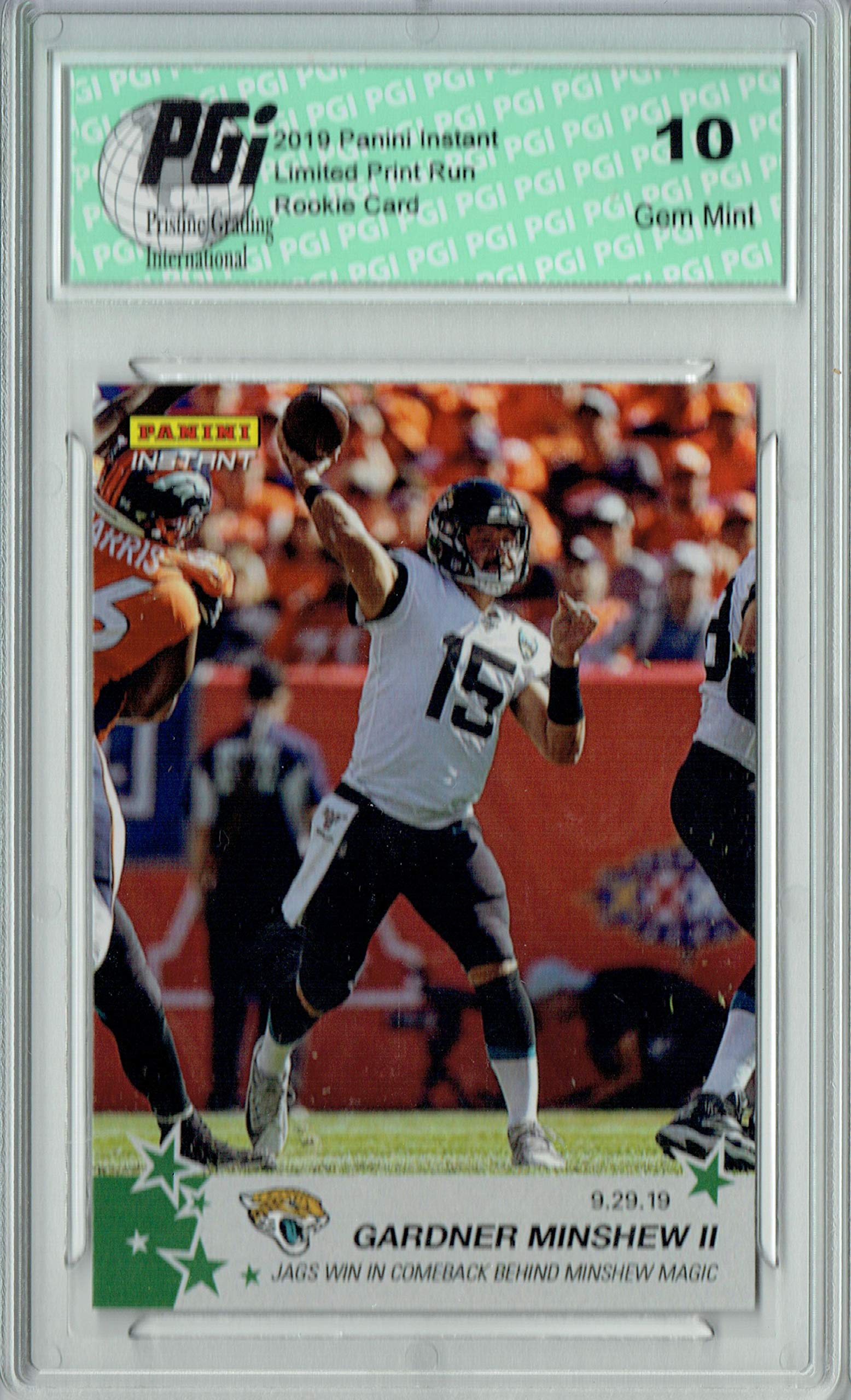 2019 Panini Instant #55 Gardner Minshew Rookie Card Green SP PGI 10 - Perfect for NFL Collectors and Eagles Fans Memorabilia