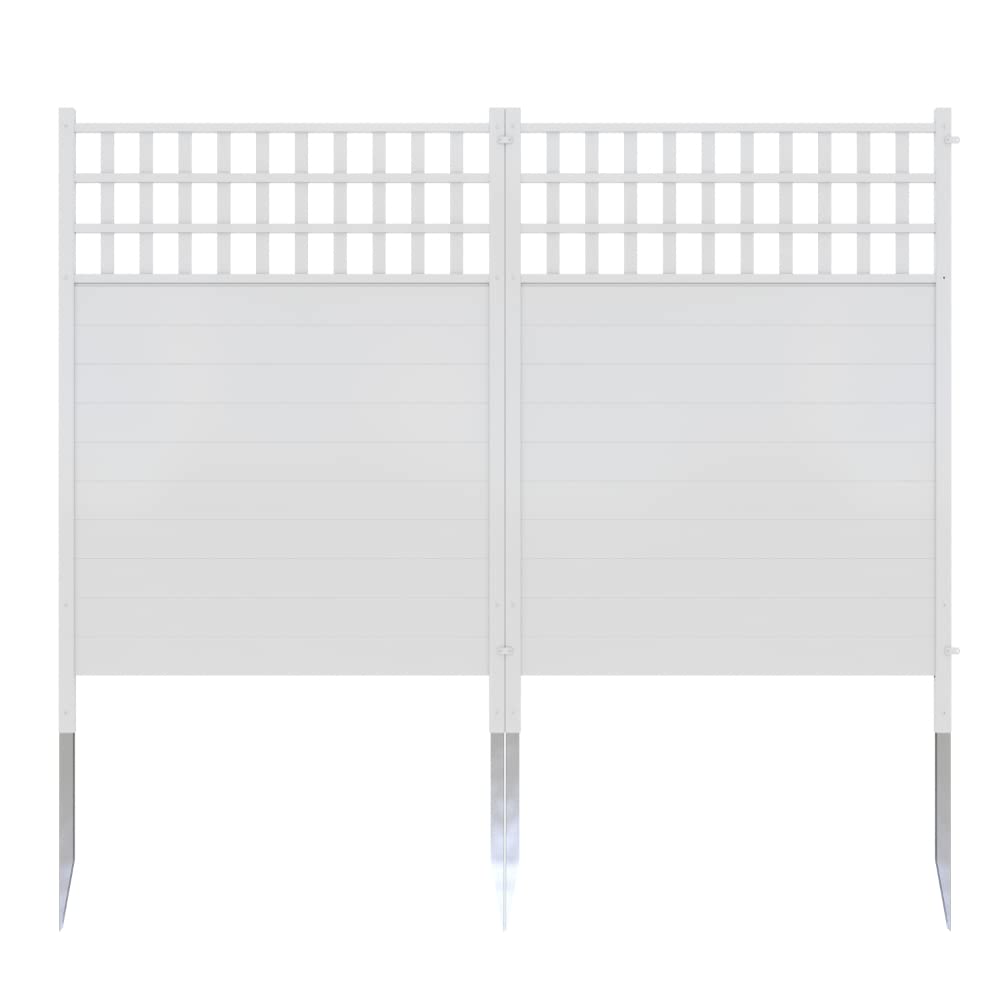 44in H x 42in W (2 Panels) No Dig Zippity Keswick White Vinyl Privacy Fence Screen Kit - Outdoor Yard Fencing, Trash Can Enclosure & AC Unit Cover - Easy Installation for Patio, Garden & Pool Areas