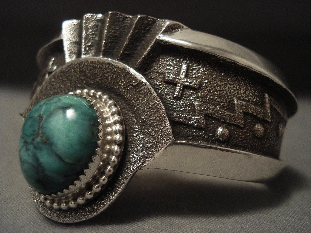 Authentic Vintage Navajo Blue Boy Turquoise Silver Bracelet - Handmade Native American Jewelry for Women & Men - Perfect for Boho, Western & Festival Fashion