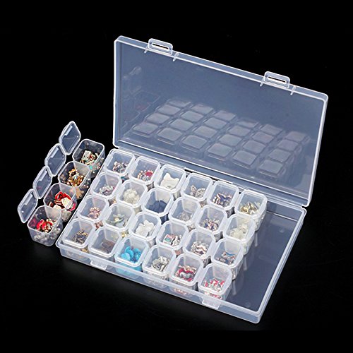 28-Slot Empty Nail Storage Box for Rhinestones & Jewelry Beads - Alloy Parts Organizer Case for Nail Art, DIY Crafts, and Jewelry Making - Perfect for Salon Professionals & Home Organizers