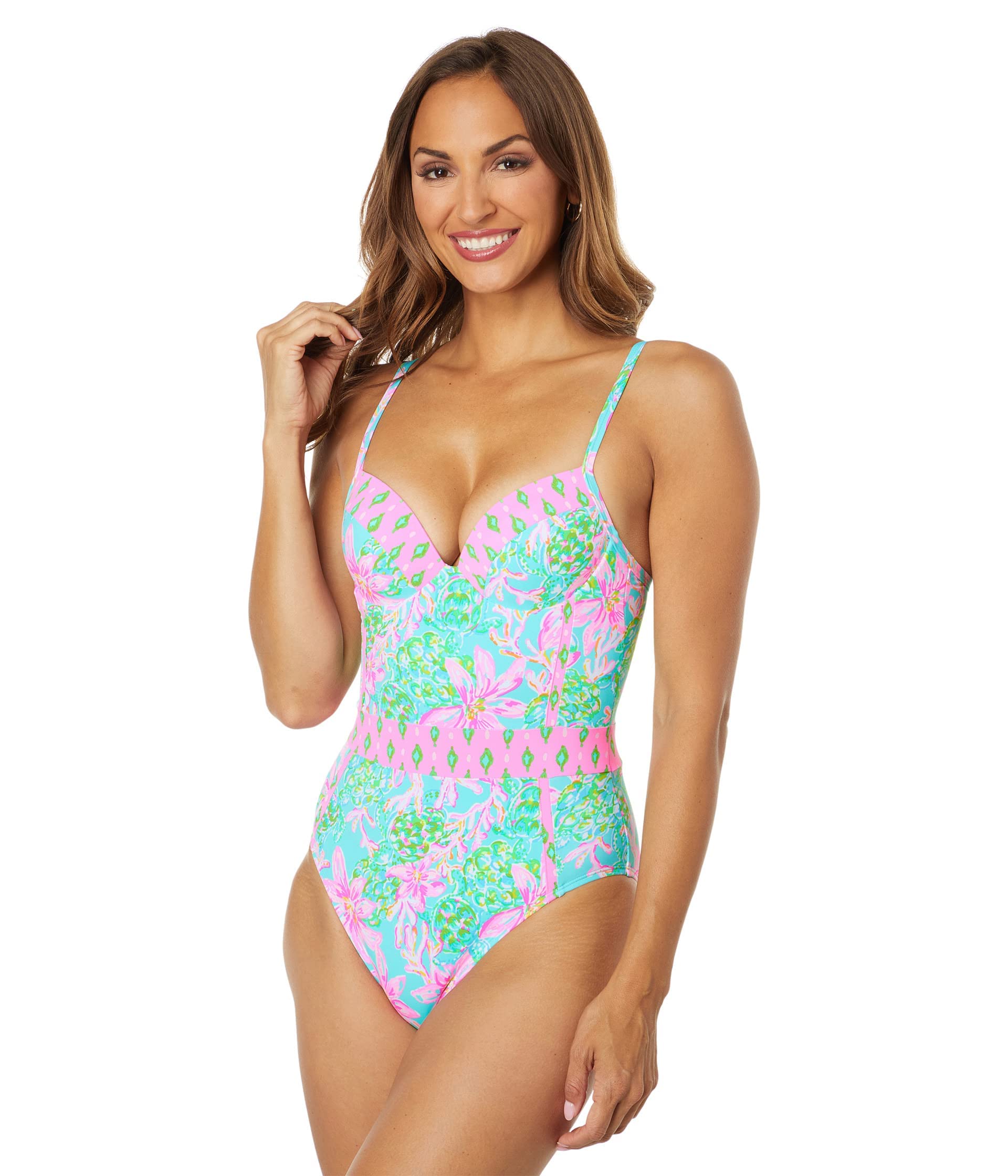 Lilly Pulitzer Palma One-Piece Swimsuit - Women's Floral Print Bathing Suit for Beach, Pool & Vacation | Trendy Summer Swimwear