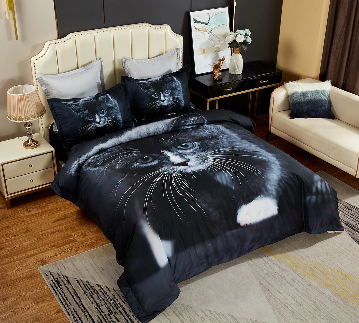 Premium King Size Cat-Themed Quilt Cover Set - Soft & Stylish Bedding for Cat Lovers - Perfect for Master Bedrooms, Guest Rooms & Cozy Home Decor