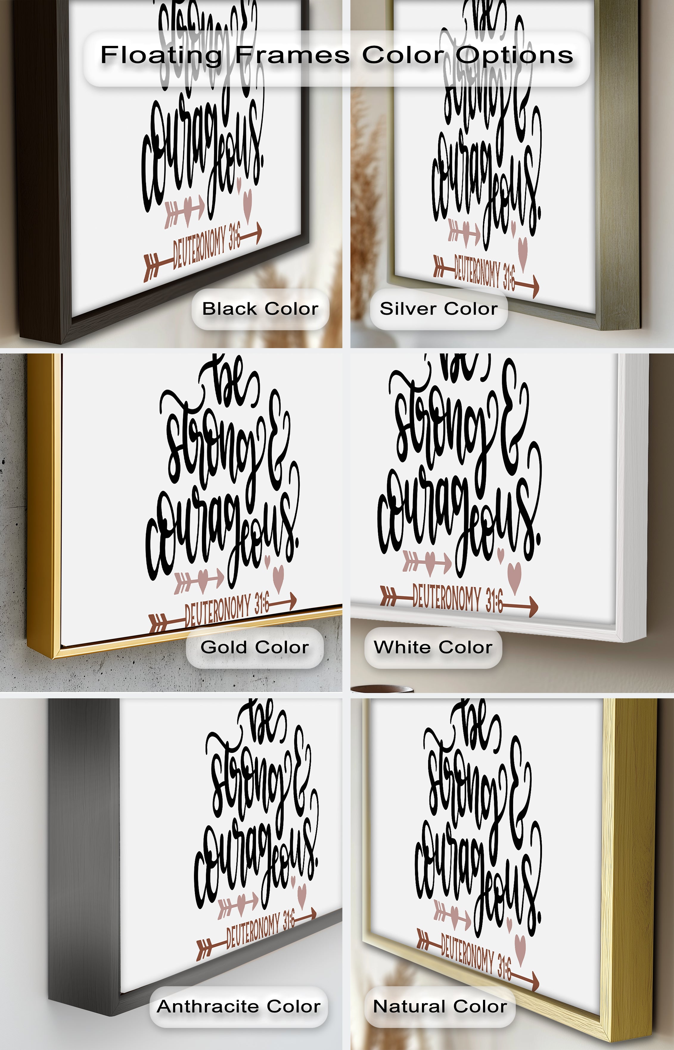 Be Strong & Courageous - Deuteronomy 31:6 Bible Verse Oil Painting - Inspirational Christian Wall Art for Home, Church & Office Decor