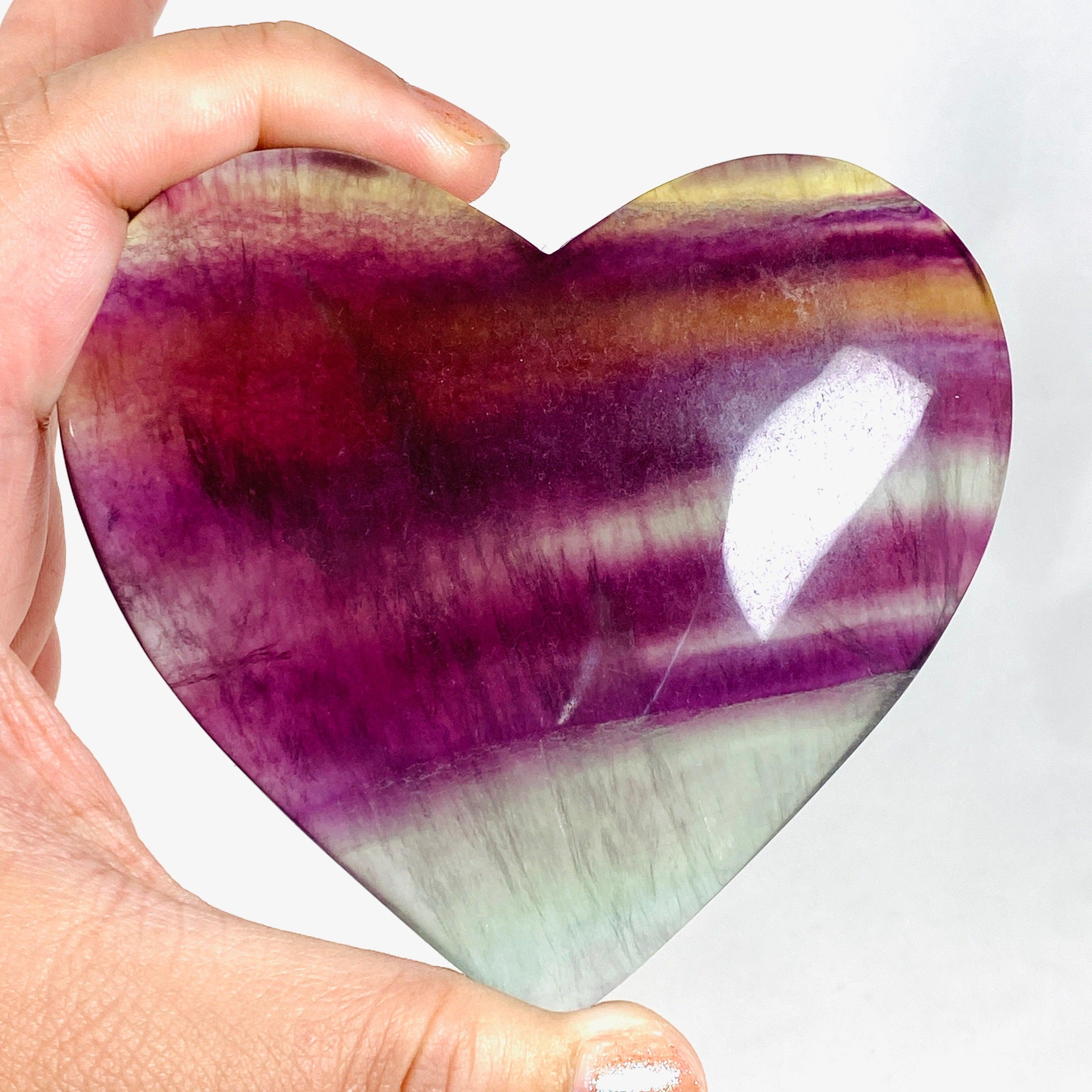 Rainbow Fluorite Heart Pendant - RFH 02 - Natural Crystal Jewelry for Healing, Meditation & Spiritual Energy - Perfect for Reiki Practitioners & Crystal Collectors
