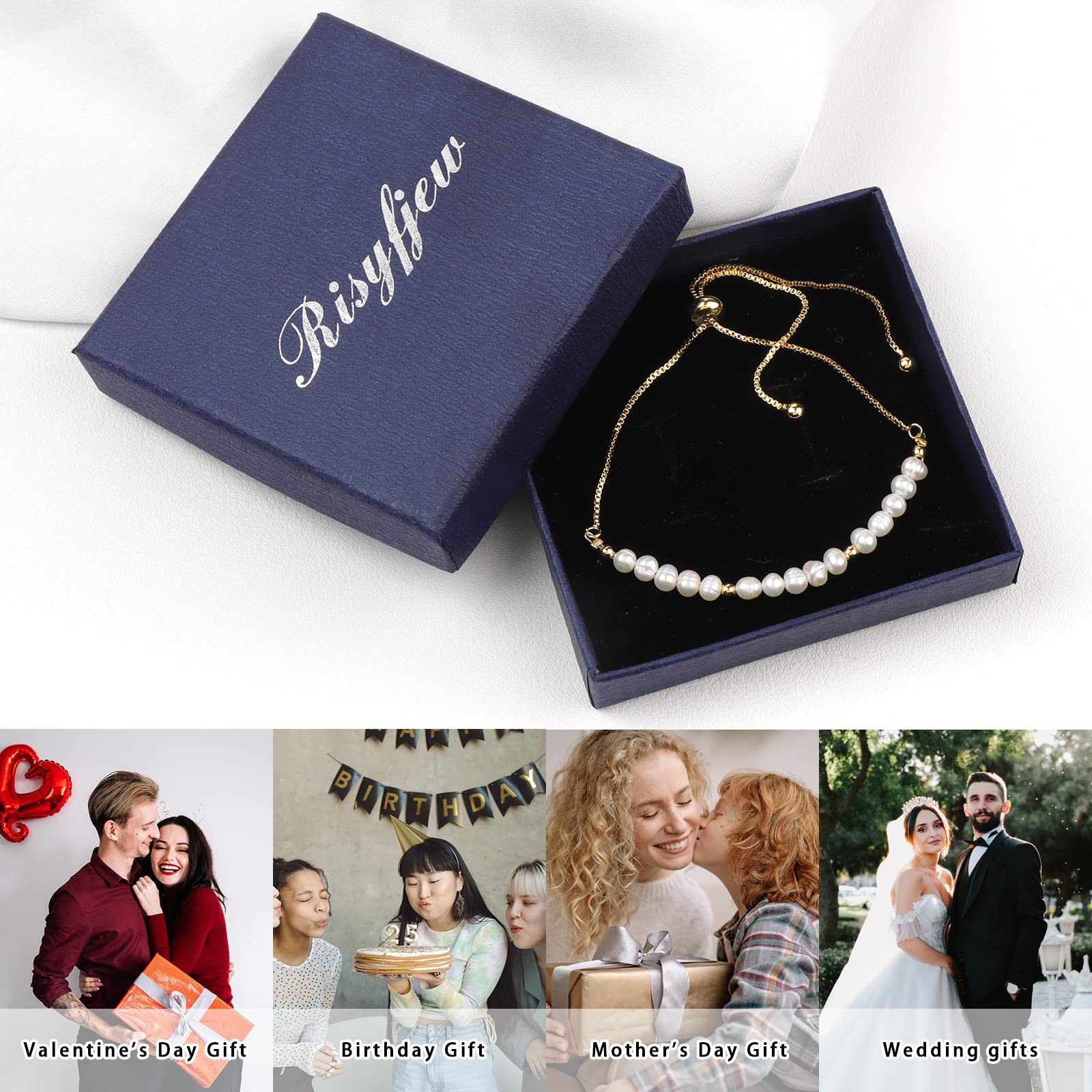 14K Gold Baroque Pearl Chain Bracelet for Women - Adjustable Dainty Pearl Jewelry Gift for Mother, Wife - Perfect for Weddings, Parties & Everyday Elegance