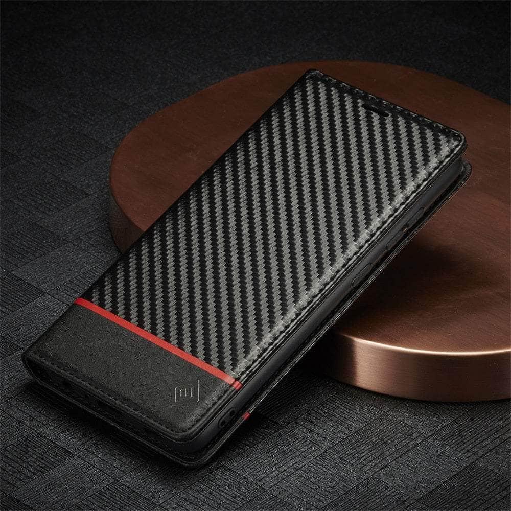 Premium Carbon Fiber Vegan Leather Phone Case for Samsung Galaxy A54 - Slim Protective Cover with Anti-Scratch & Shock Absorption - Perfect for Work, Travel & Everyday Use