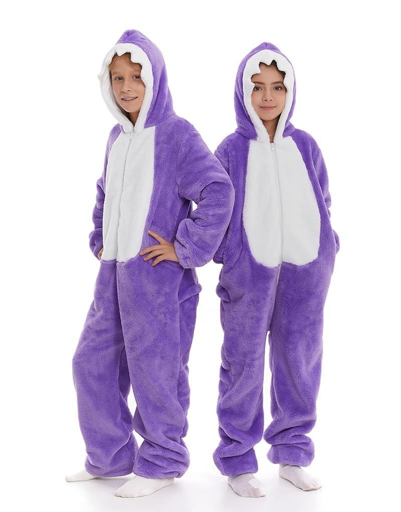 Premium Double-Sided Flannel Shark Onesie with Hoodie for Kids - Soft & Cozy Baby Pajama Set (Blue/Gray) - Perfect for Sleepovers, Winter Nights & Family Photo Shoots
