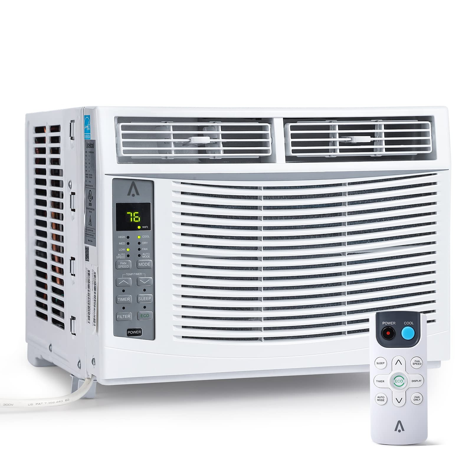 6,000 BTU Window Air Conditioner - Energy Efficient Cooling Unit for Small Rooms (12'x12') - Perfect for Bedrooms, Offices & Apartments - White