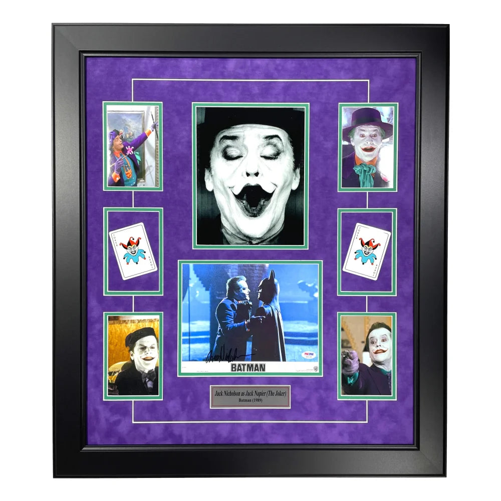 Jack Nicholson Autographed Joker 8x10 Photo Framed - PSA/DNA Certified Signed Batman 1989 Movie Memorabilia - Perfect for Superhero Collectors & Home Theater Decor