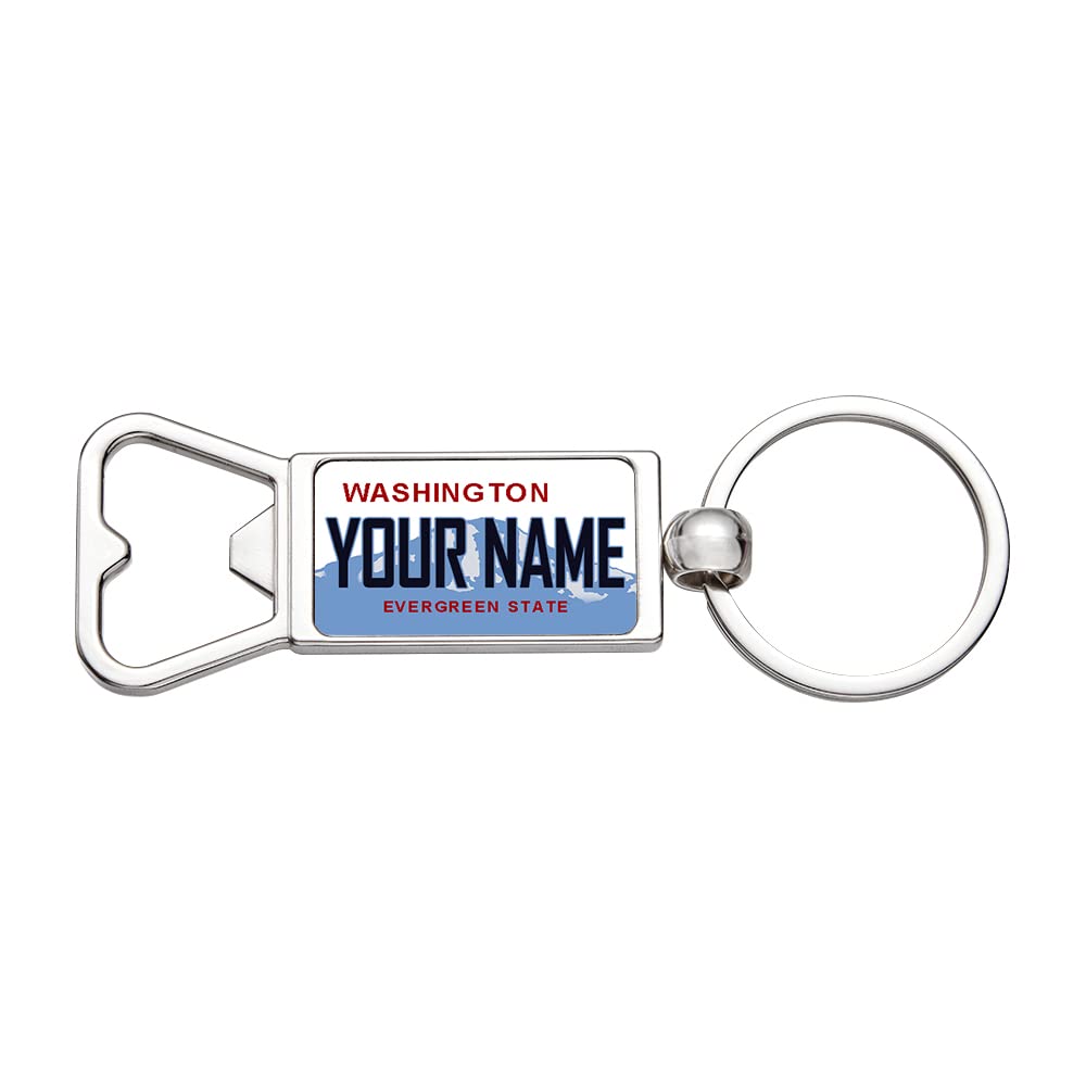 Custom Personalized Bottle Opener Keychains - American License Plate Design, Travel Souvenirs, Gift Ideas for Beer Lovers & Outdoor Enthusiasts